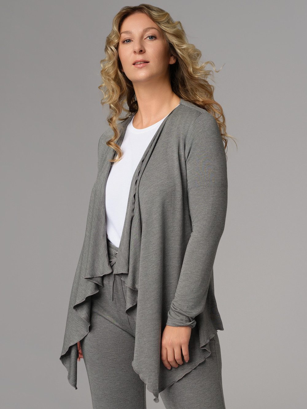 comazo Sweatjacke mit Wasserfallkragen