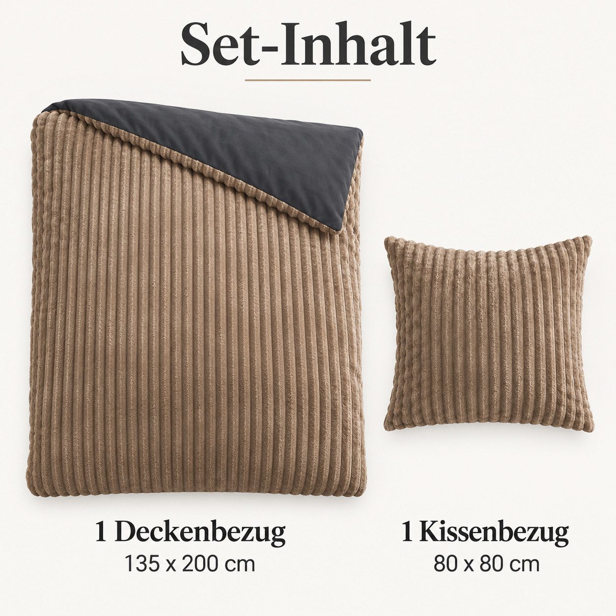 Leonado Vicenti Bettwäsche Teddyplüsch Cord Optik, Fleece, 2 teilig, extra warm und kuschelig, Winterbettwäsche Cashmere Touch – Bild 4 von 5
