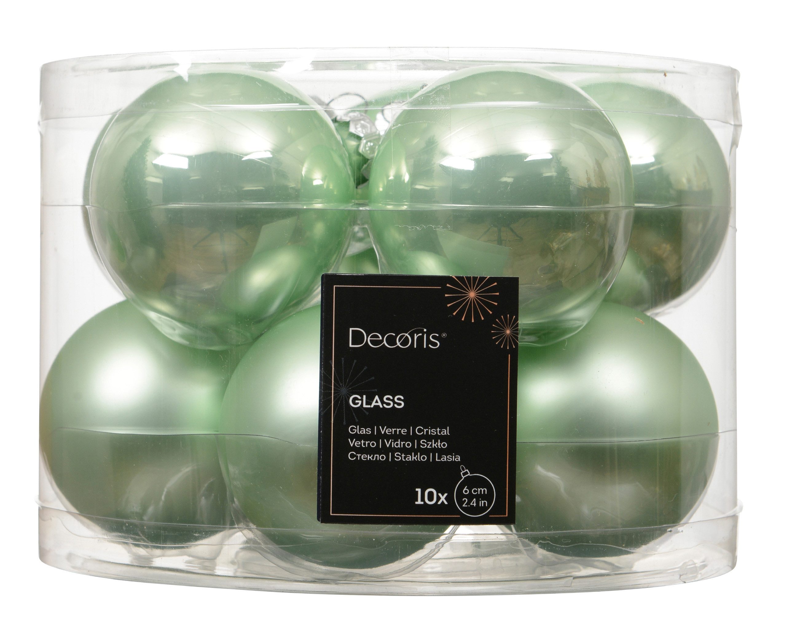 Kaemingk Weihnachtsbaumkugel, Weihnachtskugeln Glas 6cm x 10 Stück - Pfefferminz