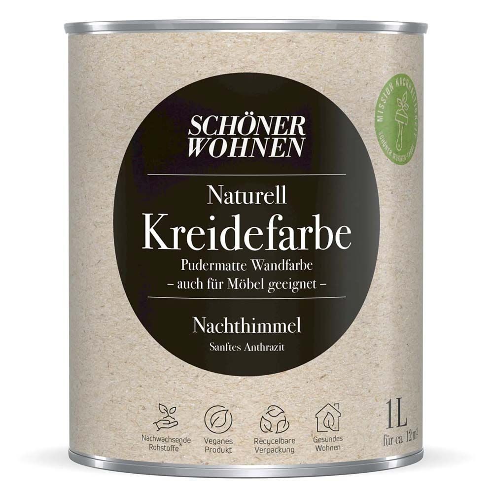 SCHÖNER WOHNEN FARBE Wandfarbe Schöner Wohnen Naturell Kreidefarbe 1,0 Ltr. Nachthimmel