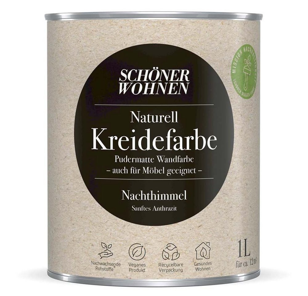 SCHÖNER WOHNEN FARBE Wandfarbe Schöner Wohnen Naturell Kreidefarbe 1,0 Ltr. Nachthimmel