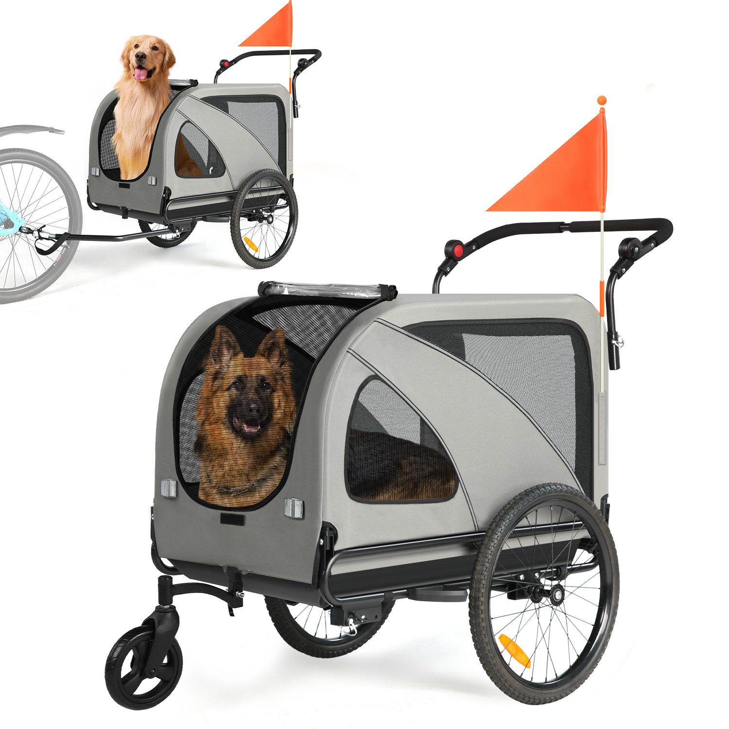 Fine Life Pro Fahrradlastenanhänger 2-in-1 Haustier-Fahrradanhänger & Kinderwagen, Tragfähigkeit 50 kg