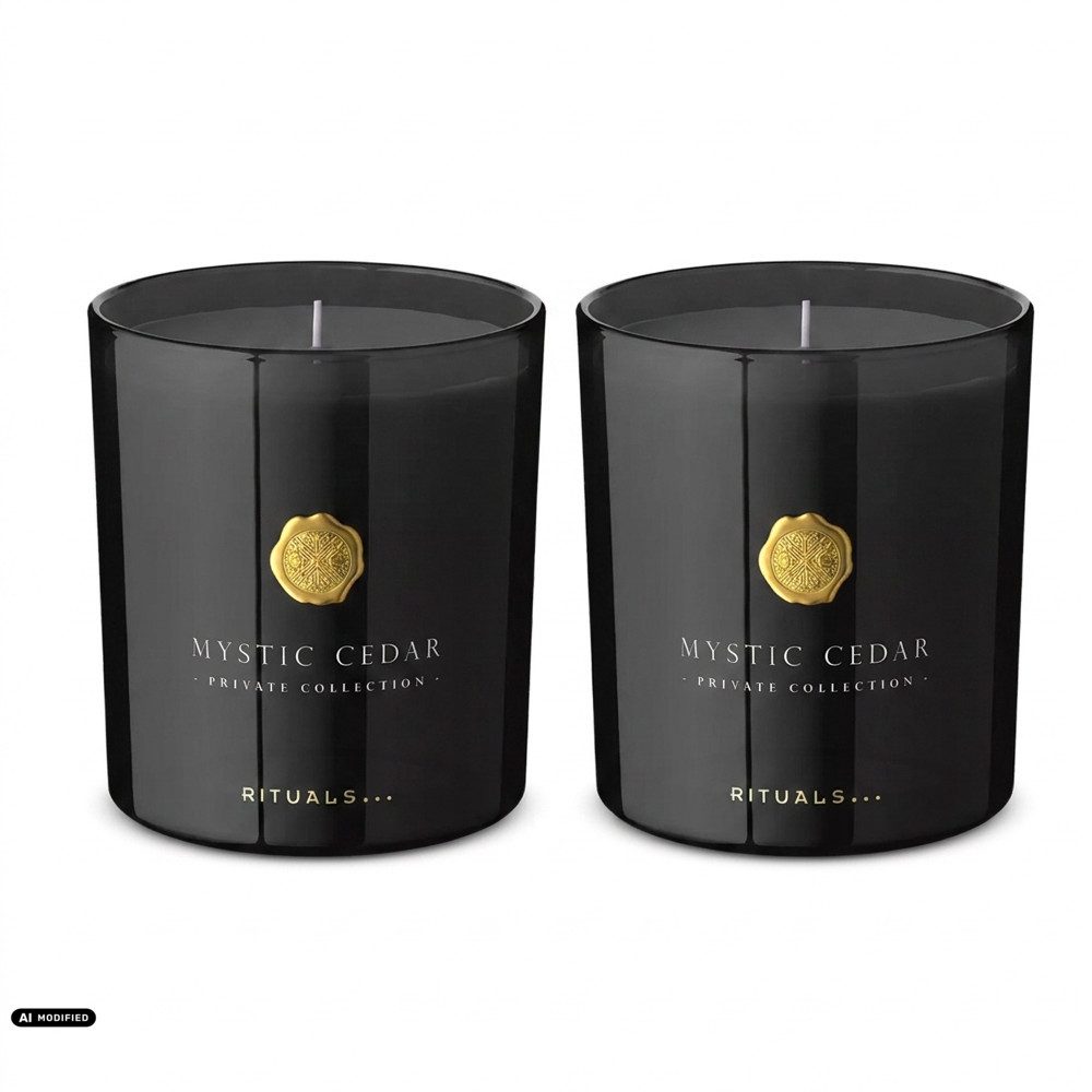 Rituals Duftkerze Rituals Mystic Cedar Duftkerze 2er Set. (1-tlg), Vorteilspack mit zwei luxuriösen Duftkerzen