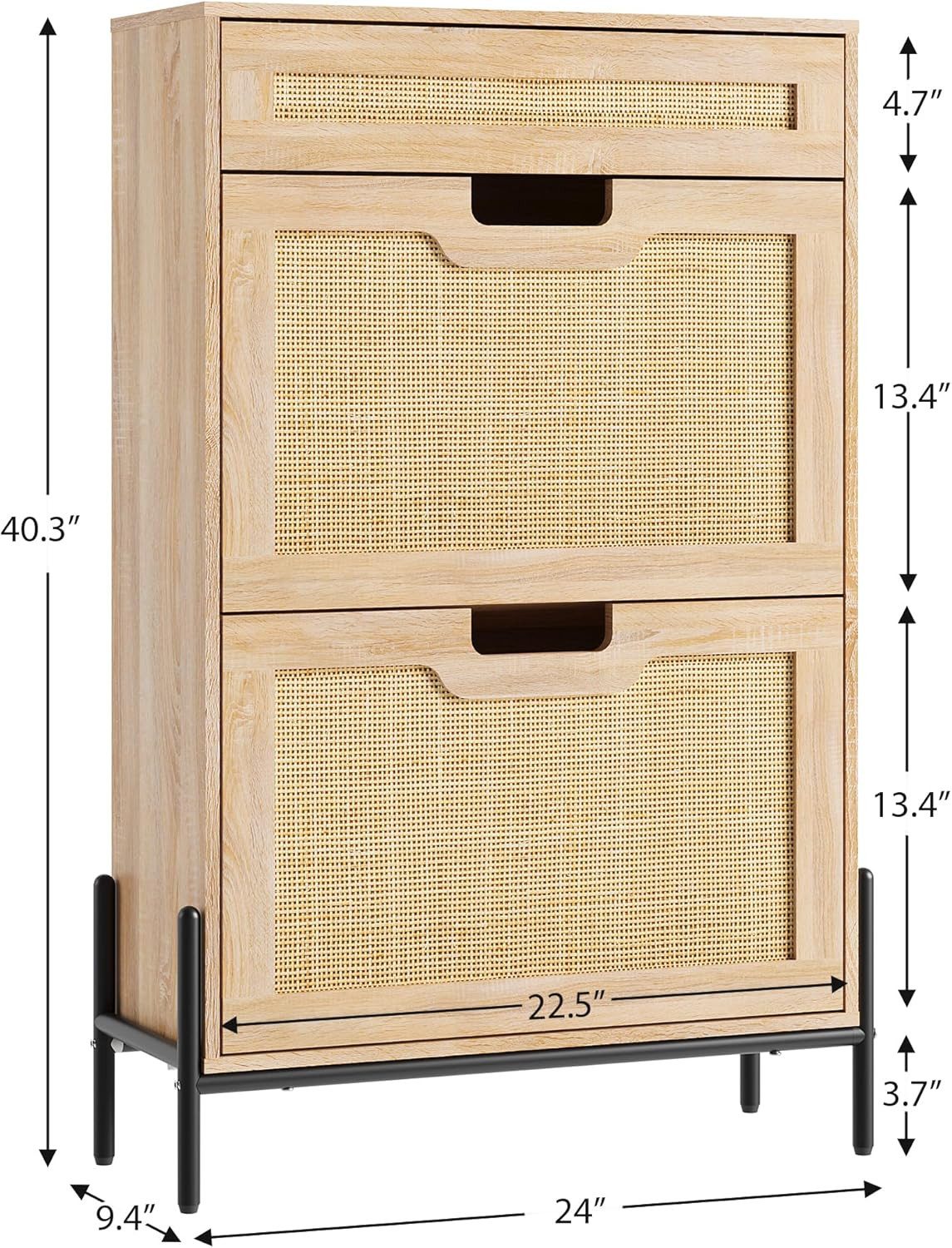 GarveeMore Schuhschrank Rattan mit 2 Flip Tür und 1 Schublade,4 Einstellbar günstig online kaufen