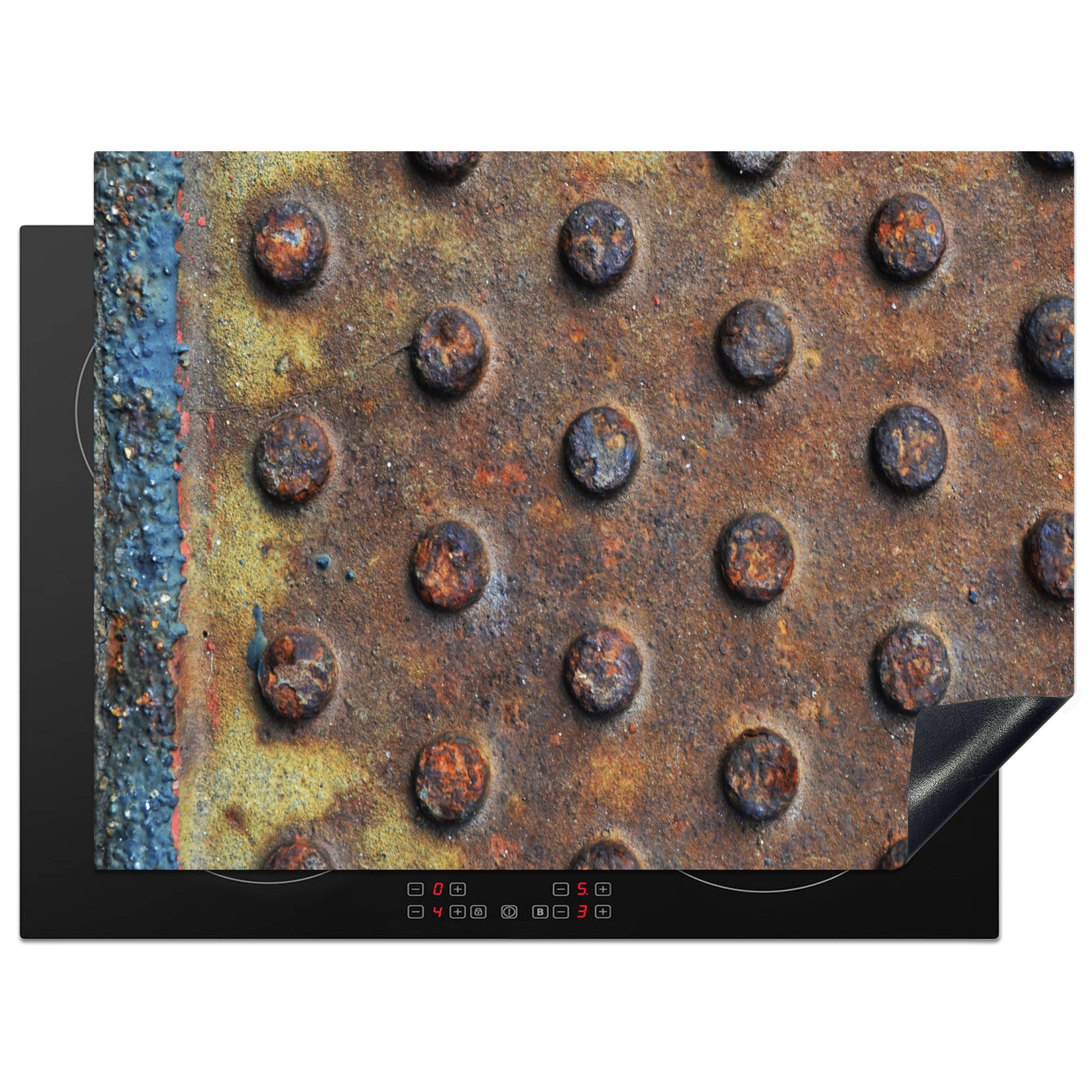 MuchoWow Herdblende-/Abdeckplatte Eisen - Induktionsschutz - Platten - Rost - Kochplattenschutz, Vinyl, (1 tlg), 70x52 cm, Mobile Arbeitsfläche nutzbar, Ceranfeldabdeckung