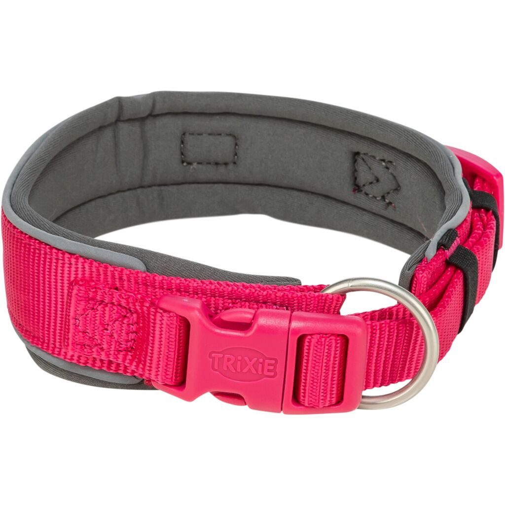 TRIXIE Hunde-Halsband Premium Halsband, extra breit - fuchsia/grafit - 40–48 cm/40 mm, Gurtband