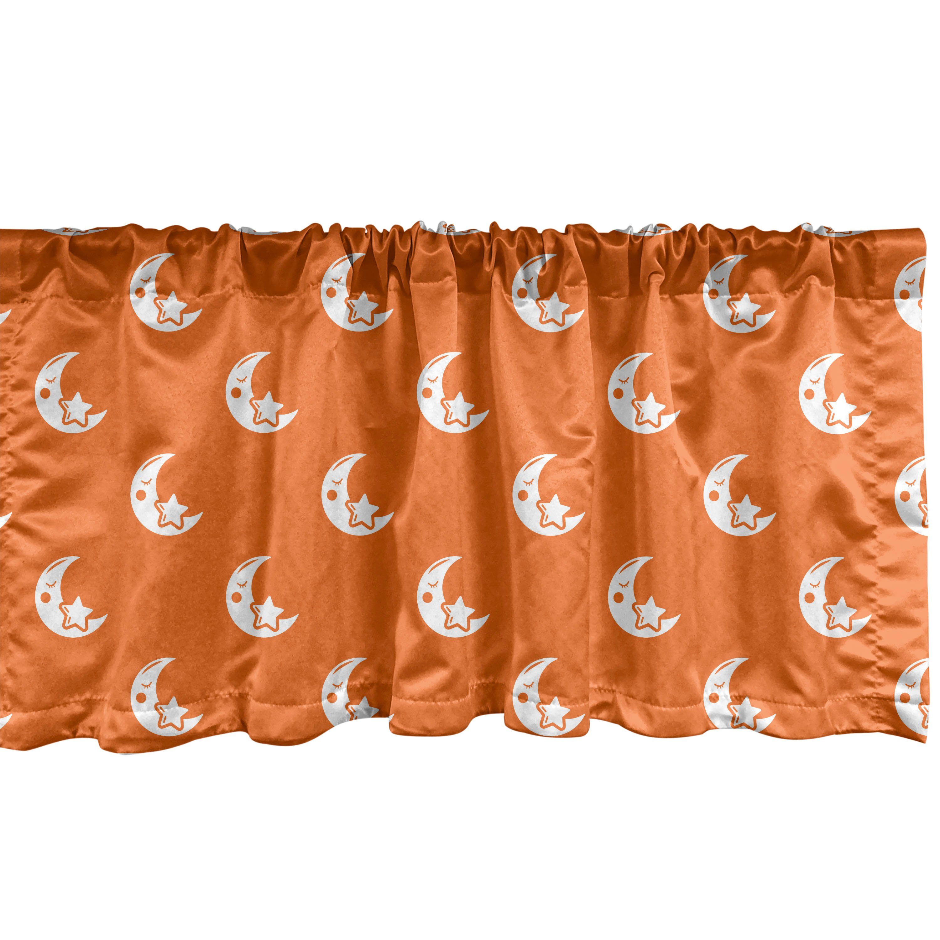 Scheibengardine Vorhang Volant für Küche Schlafzimmer Dekor mit Stangentasche, Abakuhaus, Microfaser, Kindisch Muster der Monde und Sterne