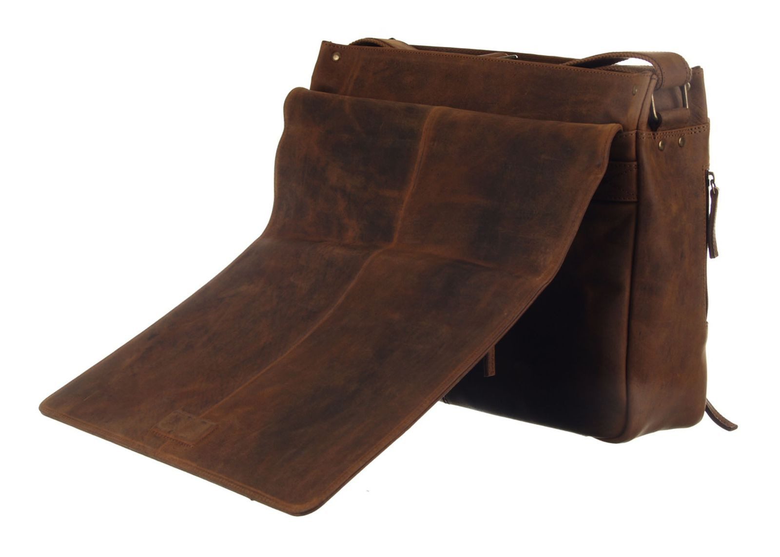 GreenLand Nature Businesstasche Messenger Bag / Magnetic Logo, aus echtem Rindsleder