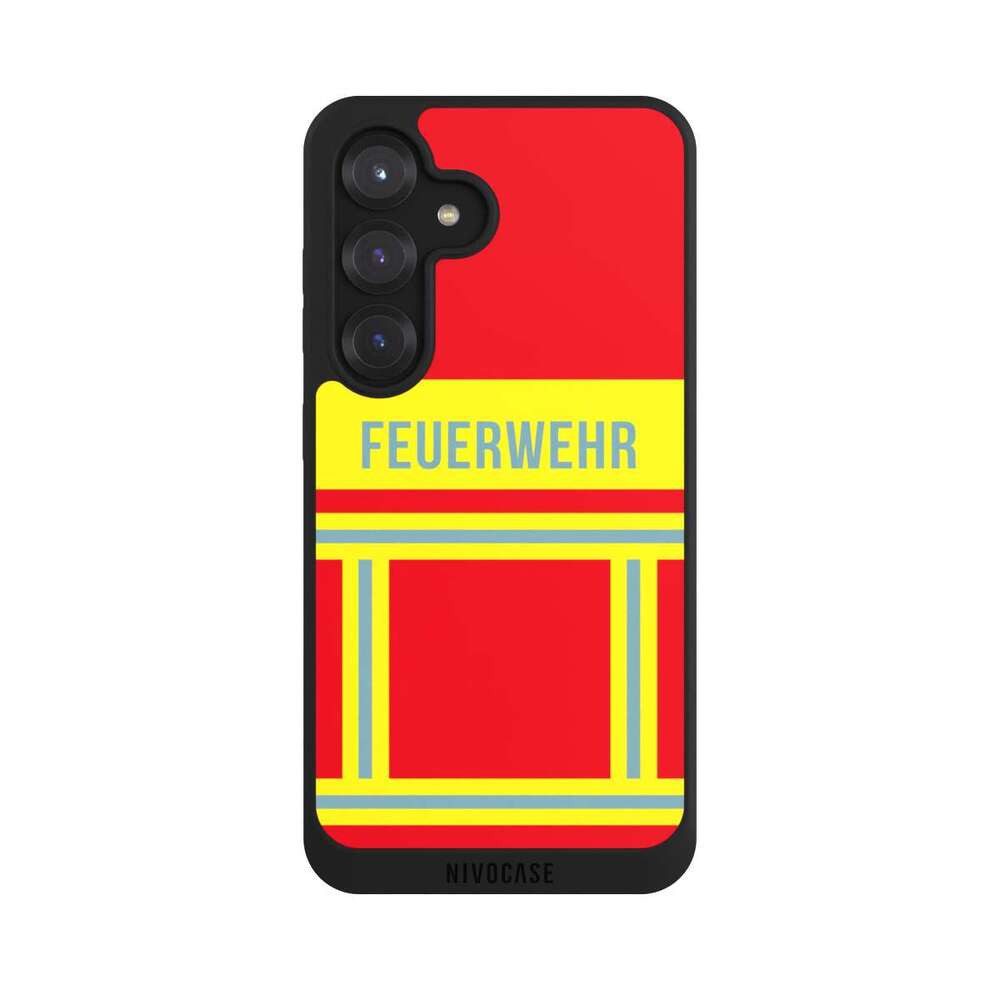 NIVOCASE Handyhülle Feuerwehr Feuerwehrmann Lebensretter Red Feuerwehr Jacket, Samsung Galaxy S25 Handyhülle Hülle NIVOpure Case Schwarz