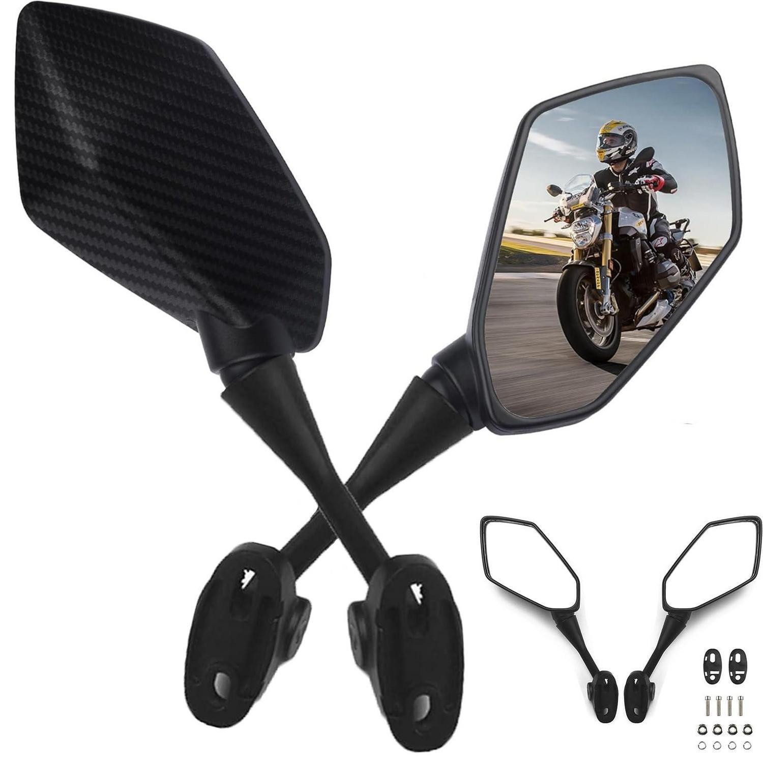 LuxusKollektion Motorradspiegel Motorradspiegel 2er Set Universal E Mark Drehbar Fünfeck Schwarz-1 (1-St)
