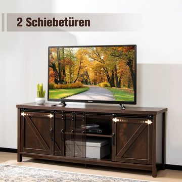 COSTWAY TV-Schrank mit abnehmbaren Schiebetüren & 2 Fächern, 150x40x60cm