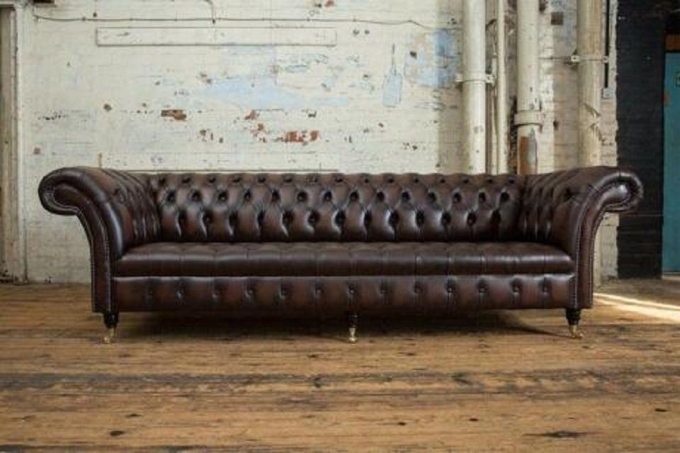 Wohnzimmer Big 100% 4-Sitzer Sofa Leder JVmoebel 4 XXL Chesterfield Sofort Sitzer