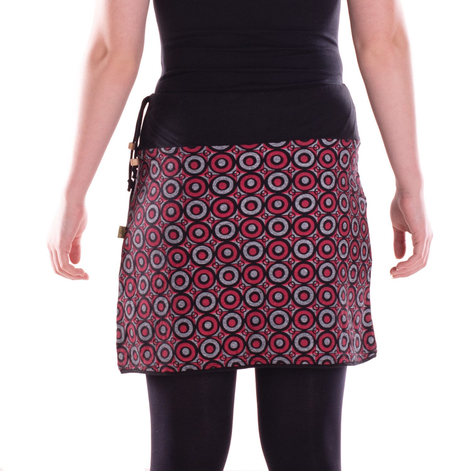 Vishes Minirock Damen Mini-Rock Baumwolle Kreise-Druck elastischer Bund mit Taschen Alternative Bekleidung, Ethno, Hippie, Retro Style