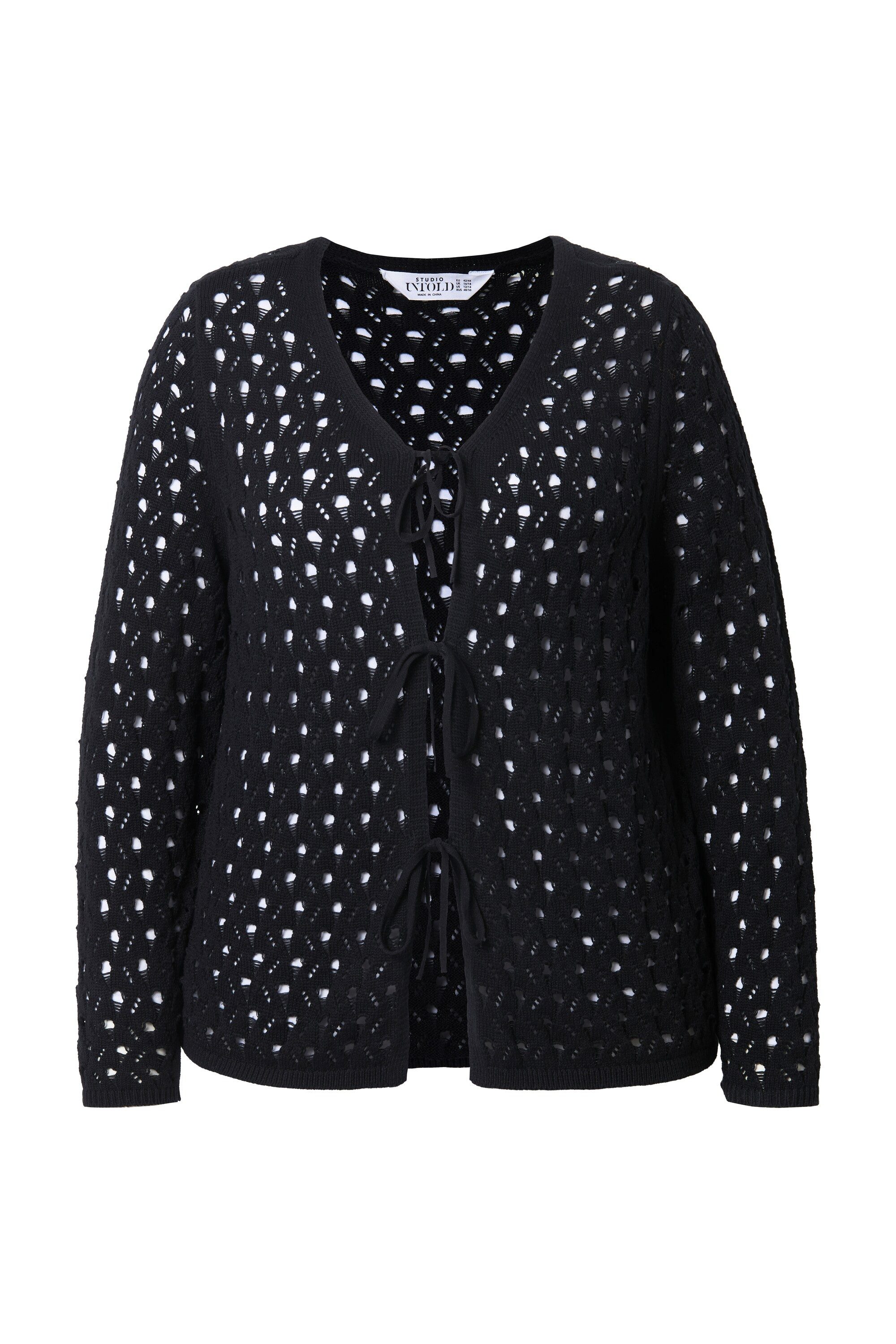Studio Untold Strickjacke Strickjacke Straight Shape Strick mit Lochmuster günstig online kaufen