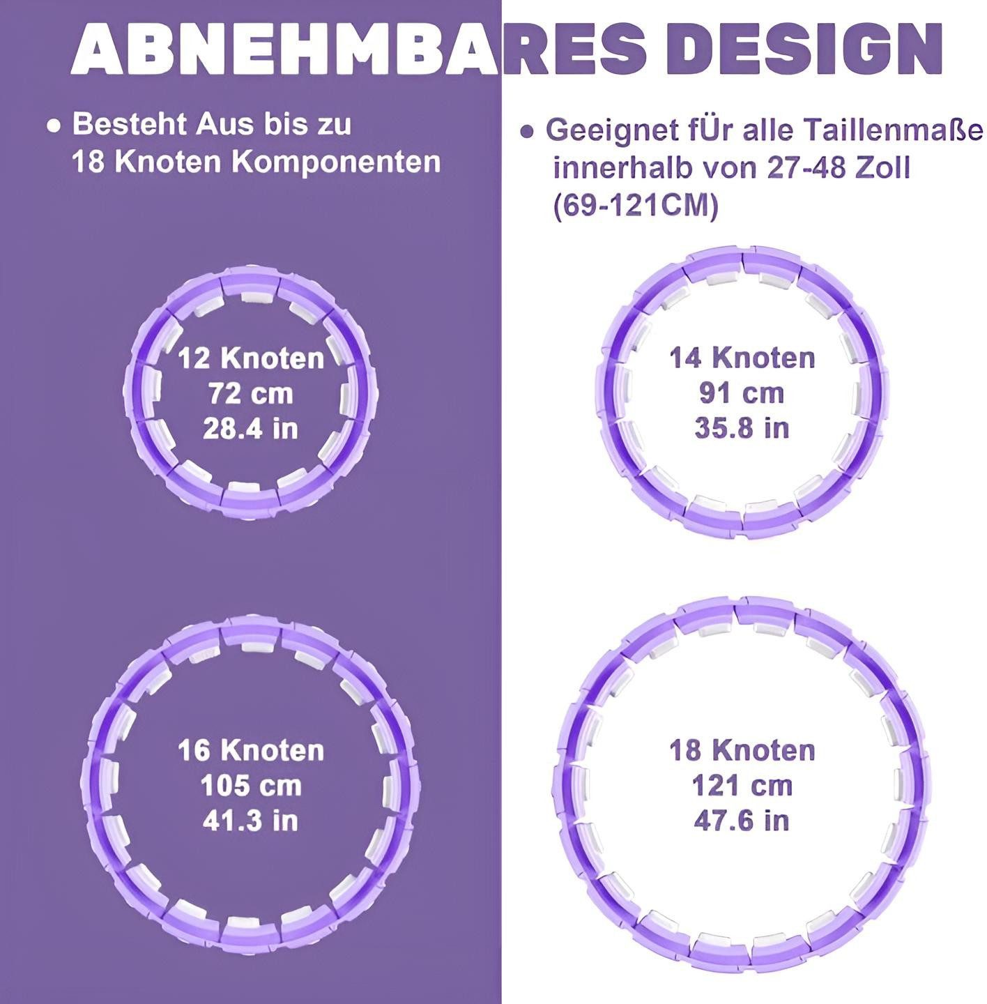 Diyarts Hula-Hoop-Reifen (Smart Hula Hoop), Smart Fitness Hoop TR002, LED, 60 dB leise, 18 Segmente, Akku