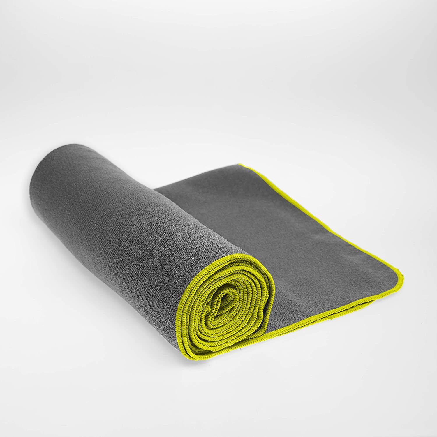 NirvanaShape Sporthandtuch Yoga Handtuch Grau Microfaser, Einführungs Gelber / Yogatuch-Auflage Yogatuch-Auflage Antirutsch-Noppen, Yogamatte, Saugstark, für Hygienisch +Yoga mit eBook, Rand