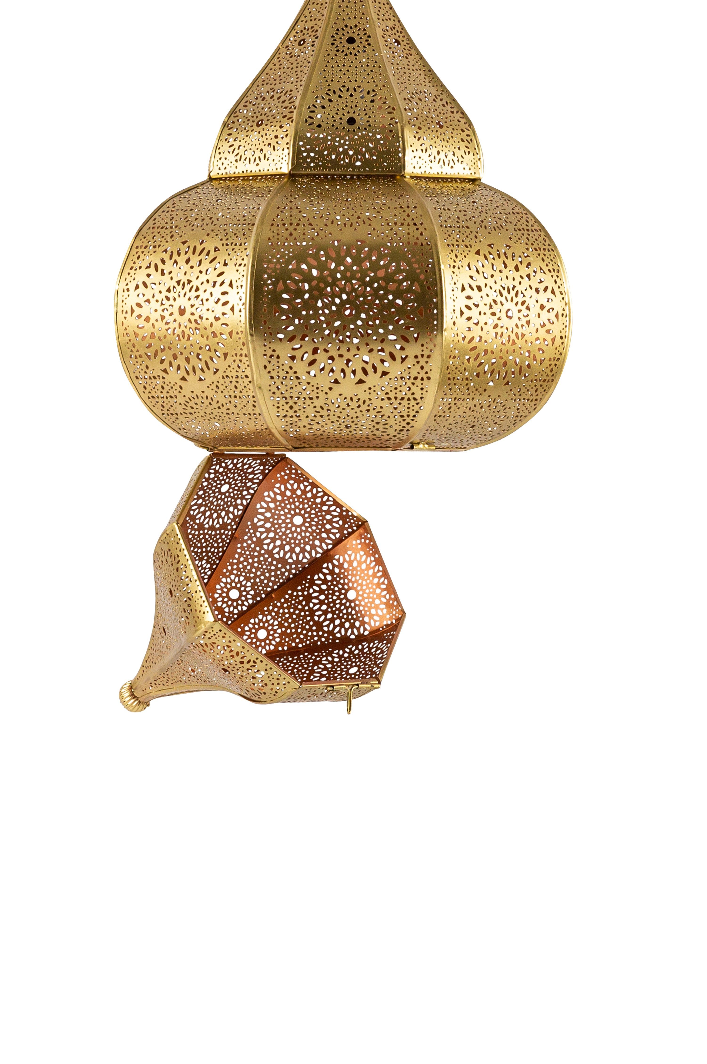 Marrakesch Orient & Mediterran Interior Pendelleuchte Pendelleuchte Lunar Lampe aus Metall im modernen Design, in Gold 40 cm, Handarbeit – Bild 5 von 5