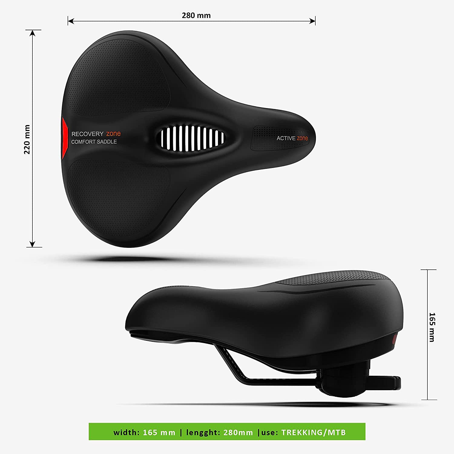SURFOU Fahrradsattel Fahrradsattel Herren Damen Bequem Fahrrad Sattel (Duale Stoßdämpfung, Wasserdicht & langlebig, Reflektorstreifen, Universelle Passform & einfache Montage, für mtb, Rennräder, E-Bikes, Citybikes & Falträder), Ergonomic Design Bequemer Fahrradsättel