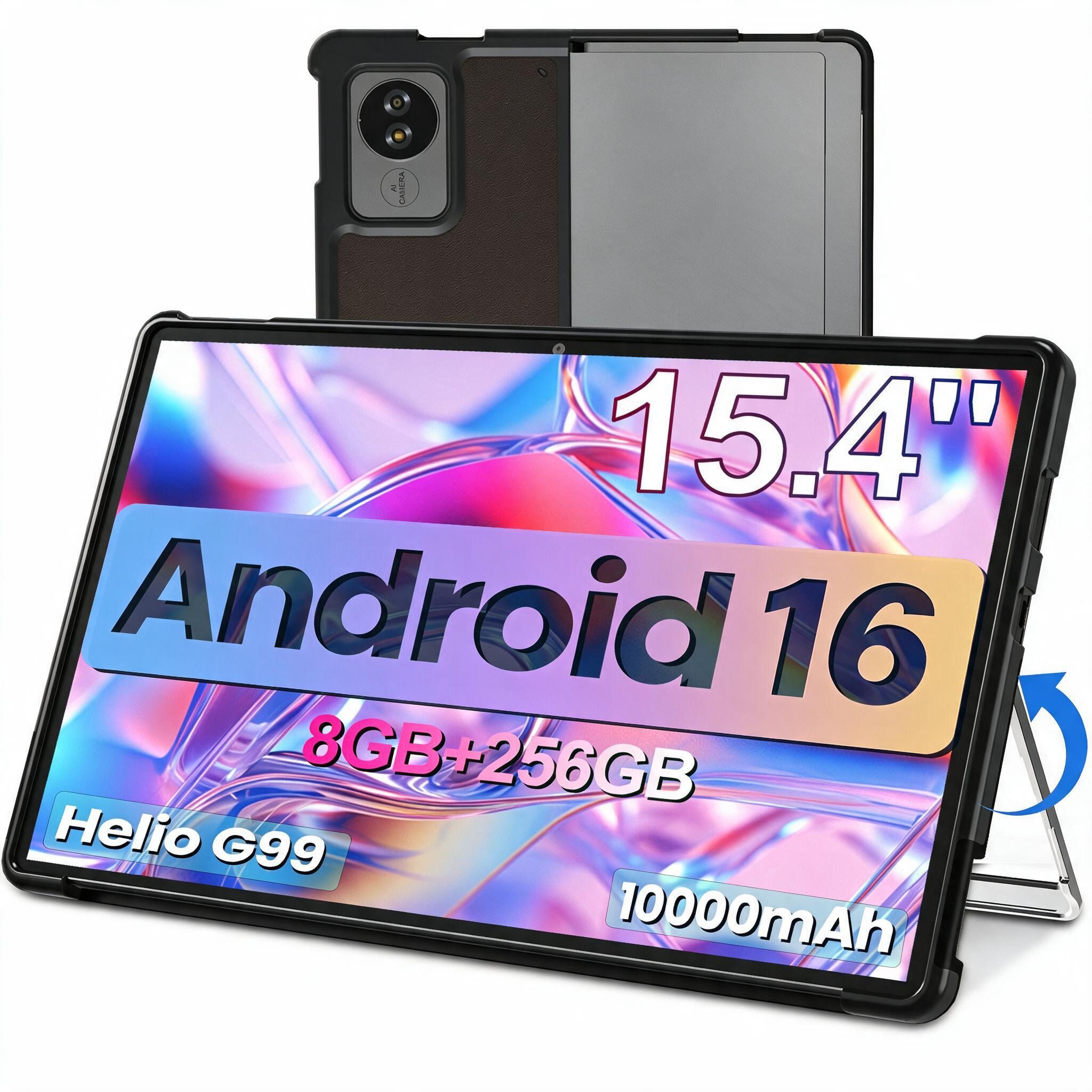 MENGHU 15,4 Zoll Multimedia-Tablet 10000mAh Akku 8GB RAM & 256GB Speicher Tablet (15,4", 256 GB, Android 16)