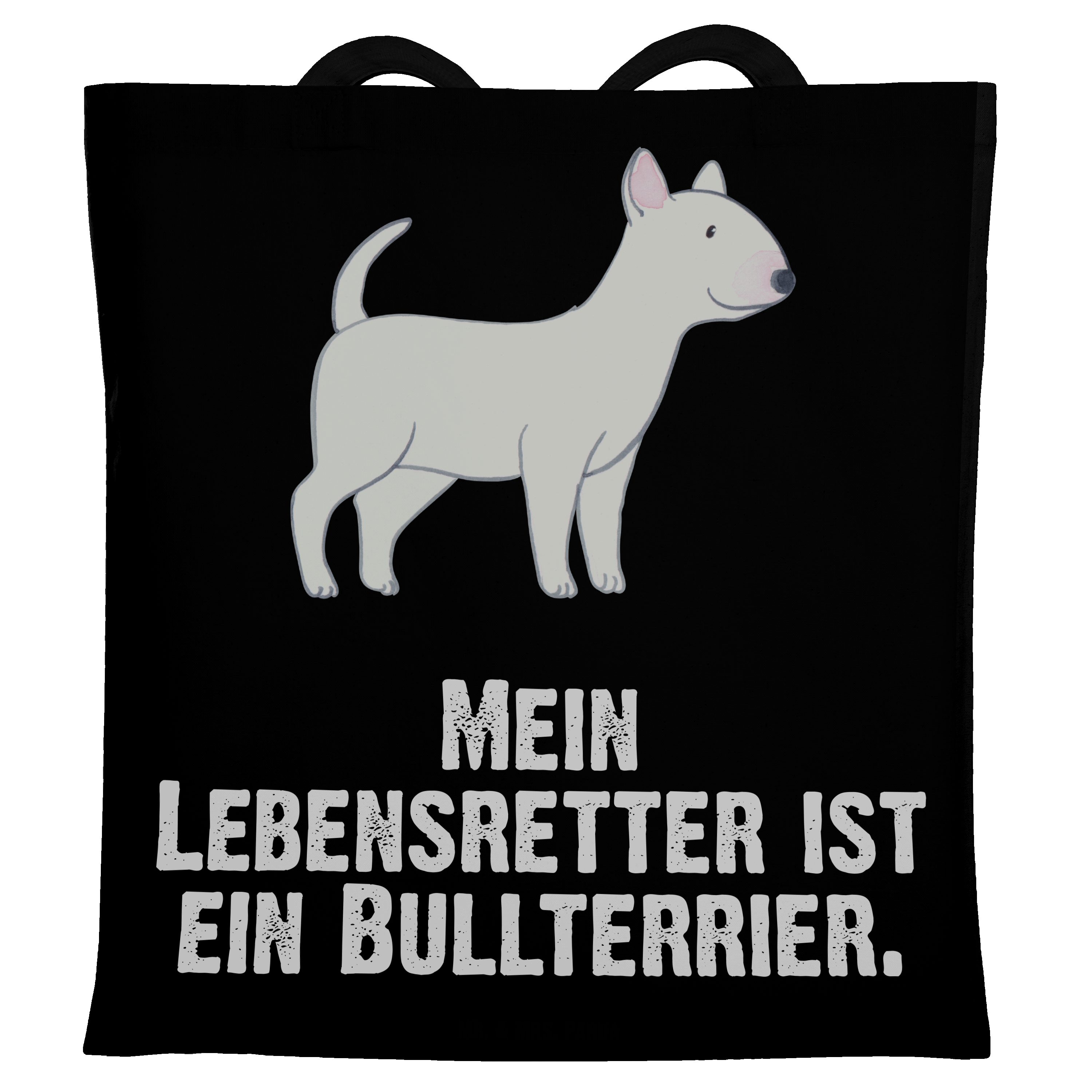 - Lebensretter & Panda Stoffbeutel, Geschenk, Mr. Schenken, - (1-tlg) Bullterrier Mrs. Tragetasche Schwarz