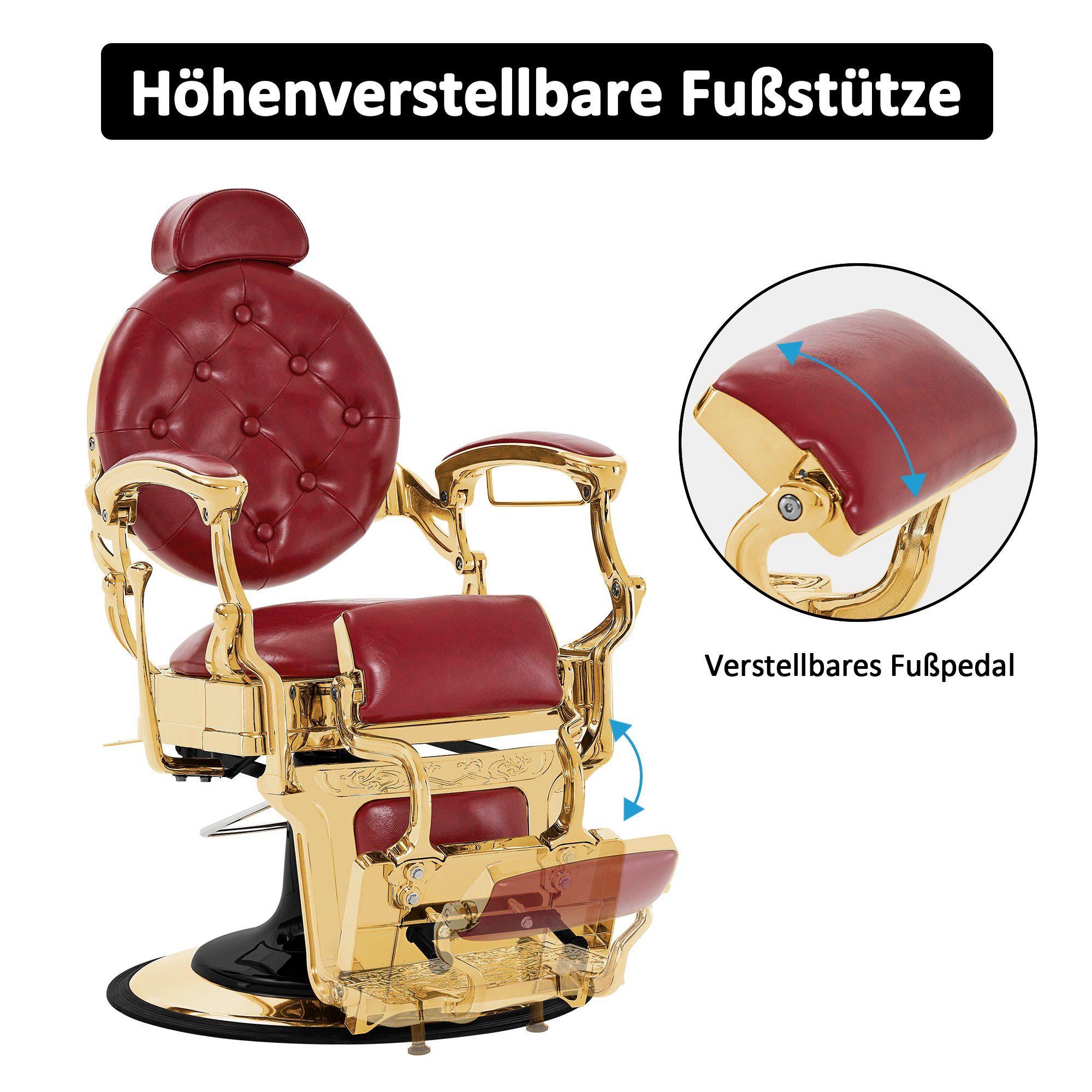 Barberpub Stuhl Barberpub hydraulische Friseurstuhl 2933, 113 × 68 × 109 cm