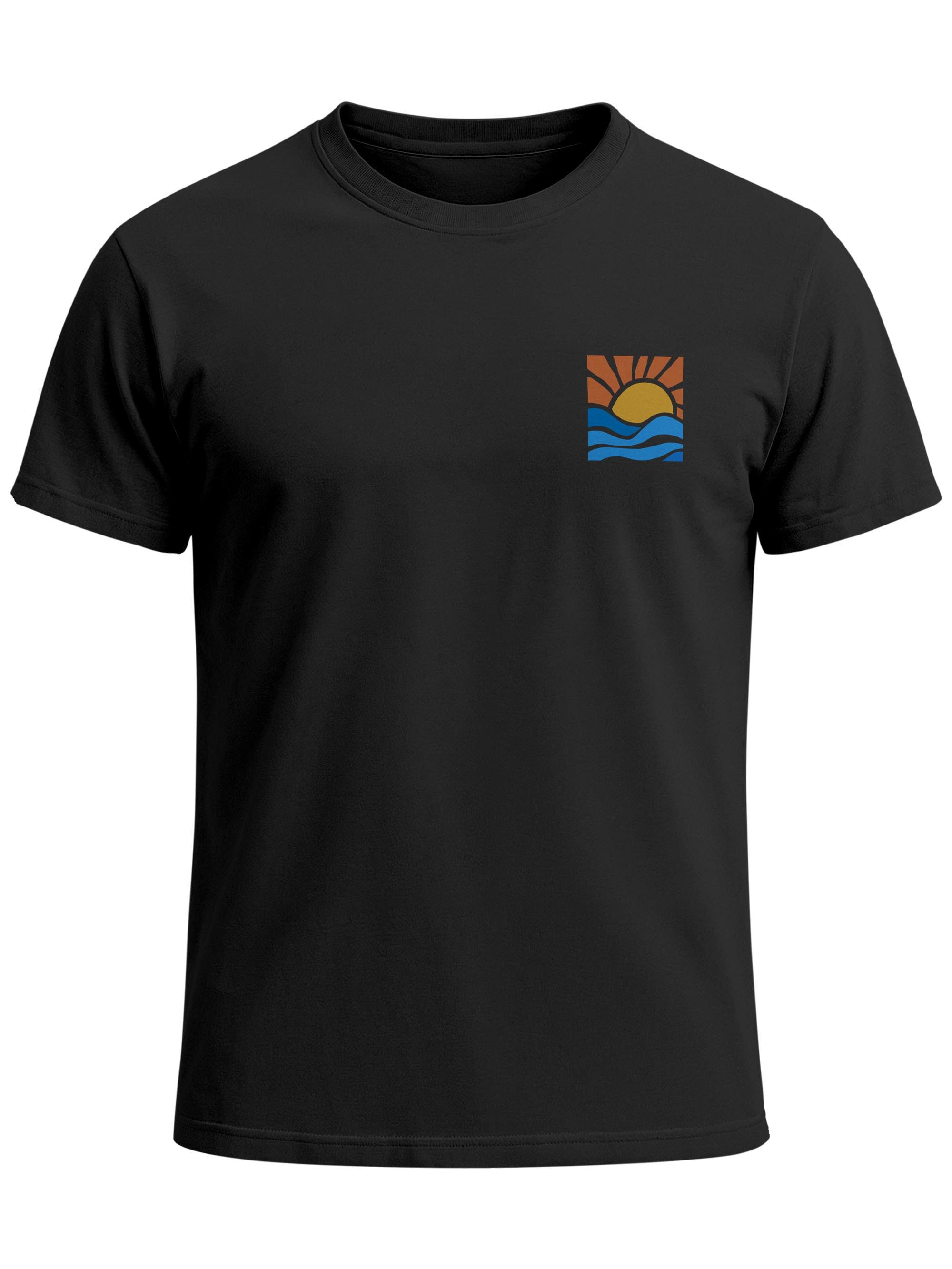 Print-Shirt Herren T-Shirt Logo Print Sommer Sonne Welle Strand Beach Style