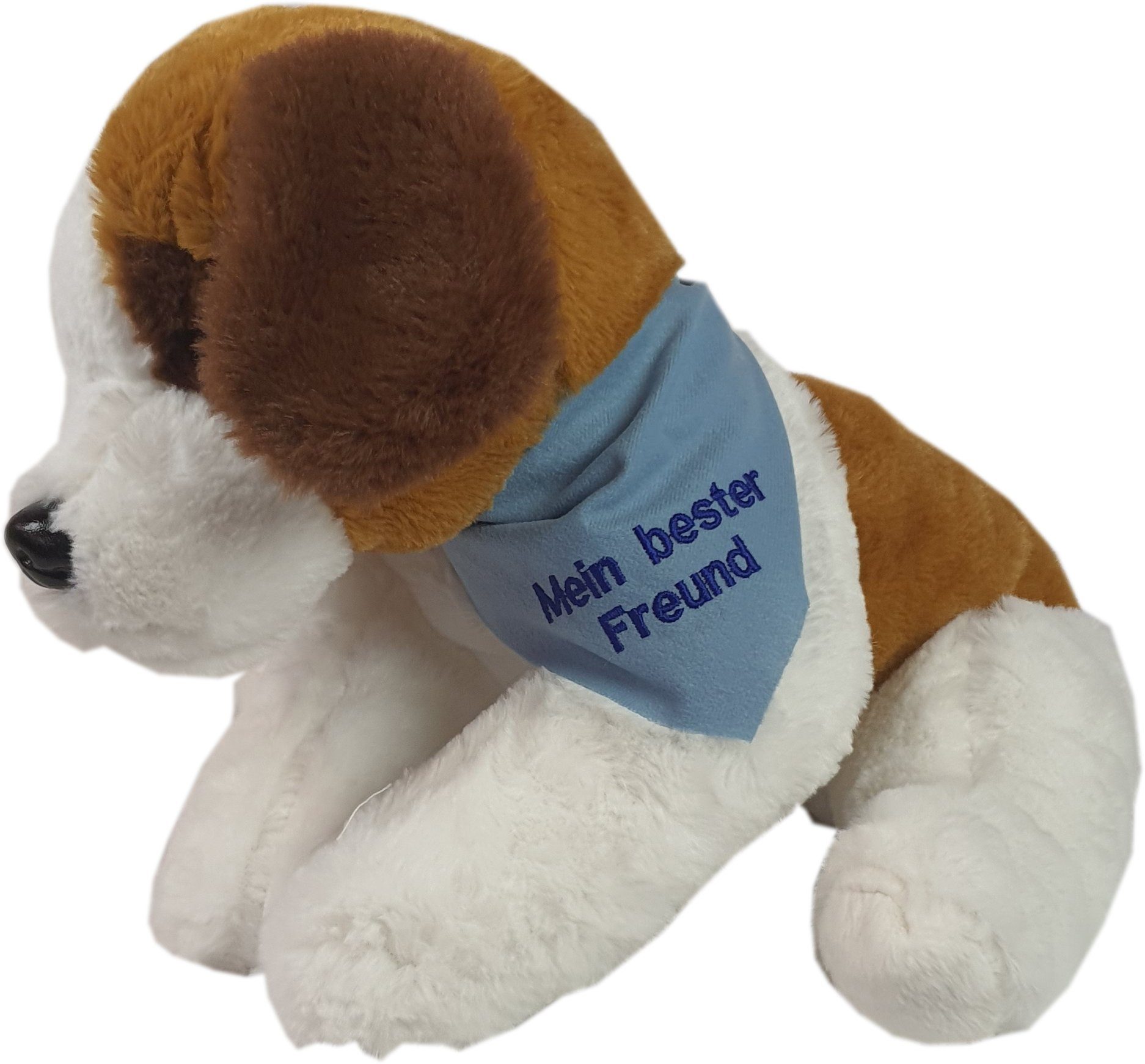 Heunec® Kuscheltier Bernhardiner, 38 cm, mit blauem Halstuch und individueller Bestickung