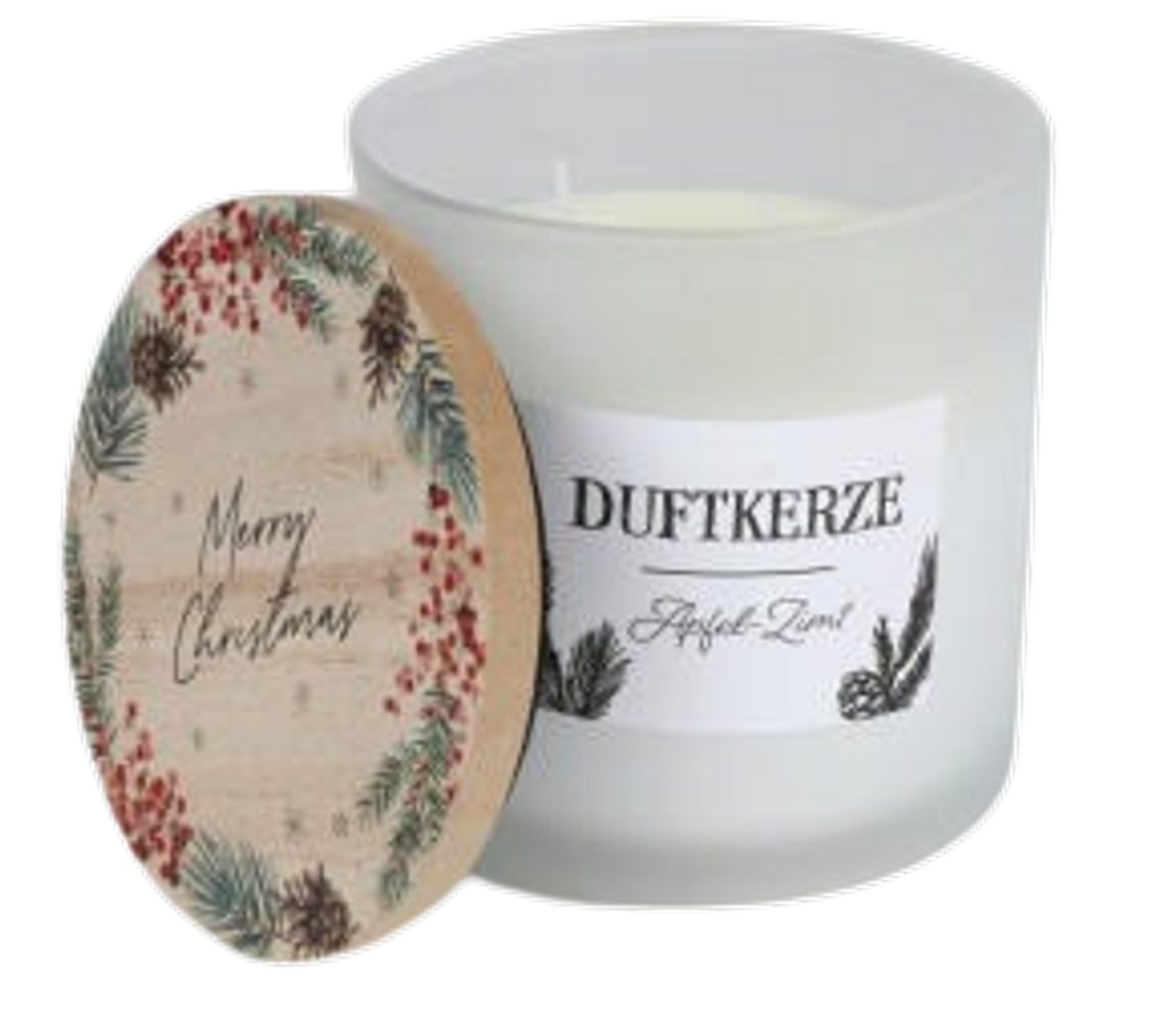 BURI Tafelkerze Duftkerze im Glas Apfel-Zimt Holzdeckel Raumdüfte Innendeko günstig online kaufen