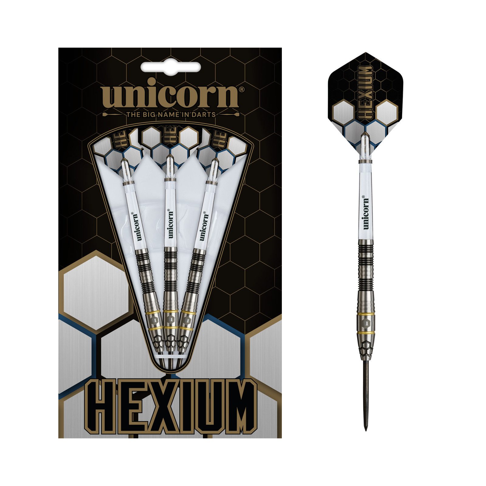 unicorn Dartpfeil Steeldart Unicorn Hexium Style 1,90% Tungsten, 24g, Gold
