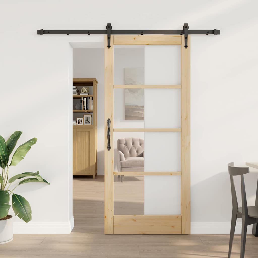 vidaXL Zimmertür Schiebetür mit Beschlägen Set 86x198,5 cm aus massivem Kiefernholz