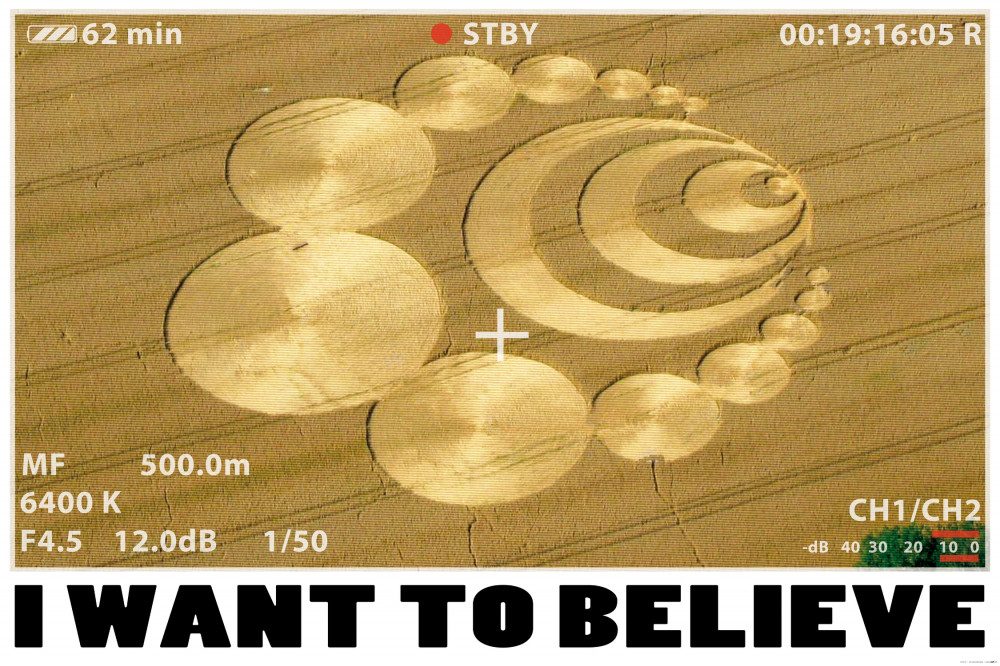 Poster Kornkreise Kunstdruck Bild - I Want To Believe (80 x 120 cm)