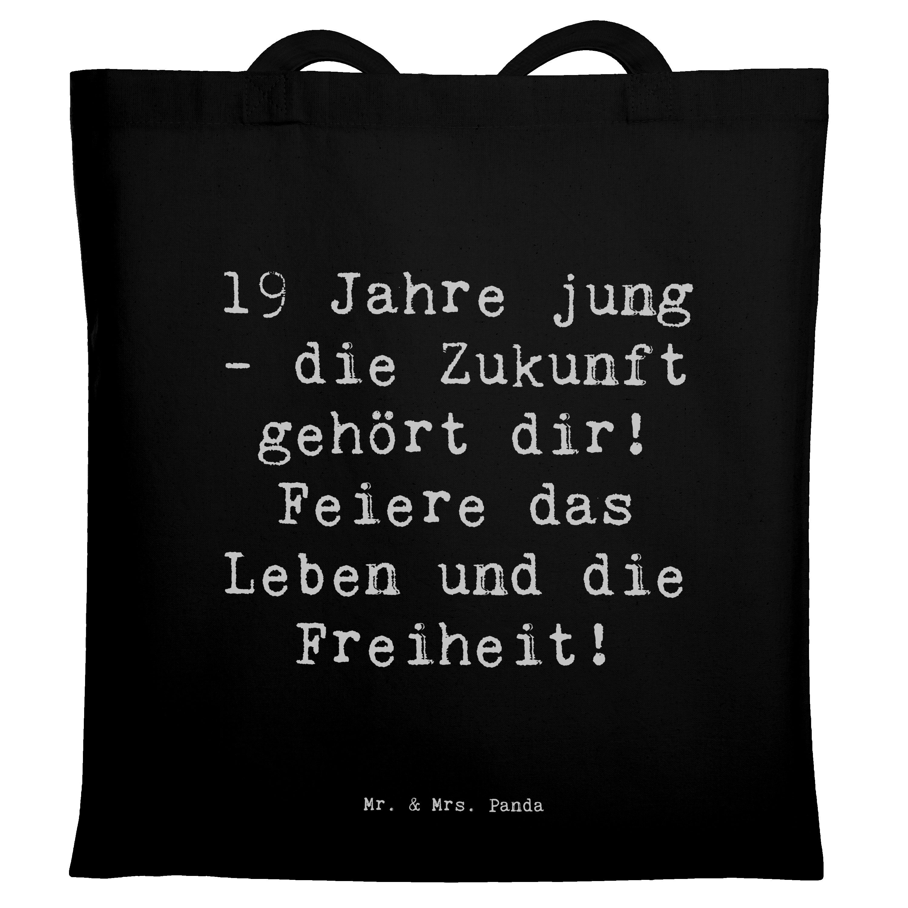 Mr. & Mrs. Panda Tragetasche Spruch 19. Geburtstag - Schwarz - Geschenk, motivierender Satz, Erwac (1-tlg)