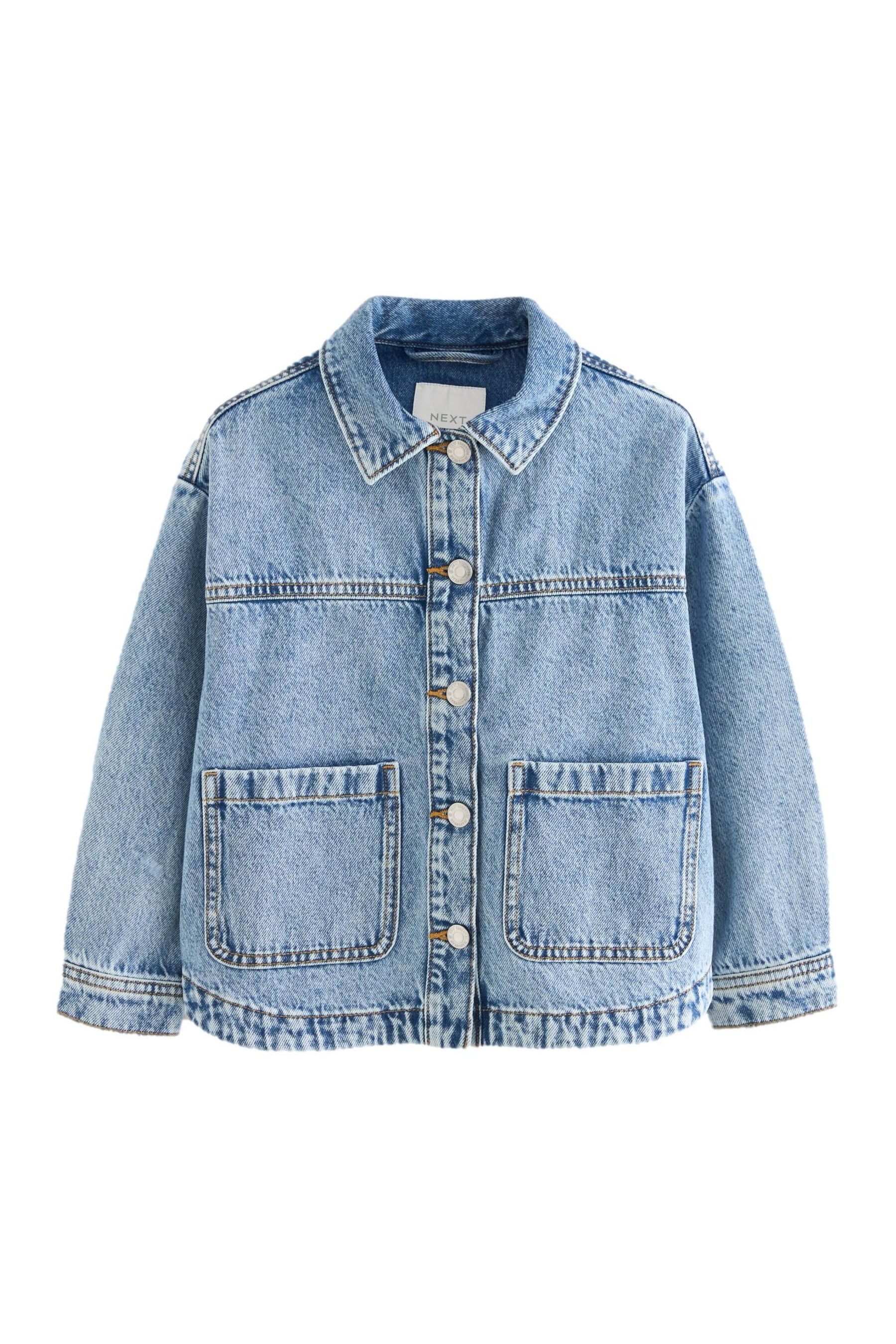 Next Jeansjacke Denim-Hemdjacke mit Tasche und Häkelbesatz (1-St)