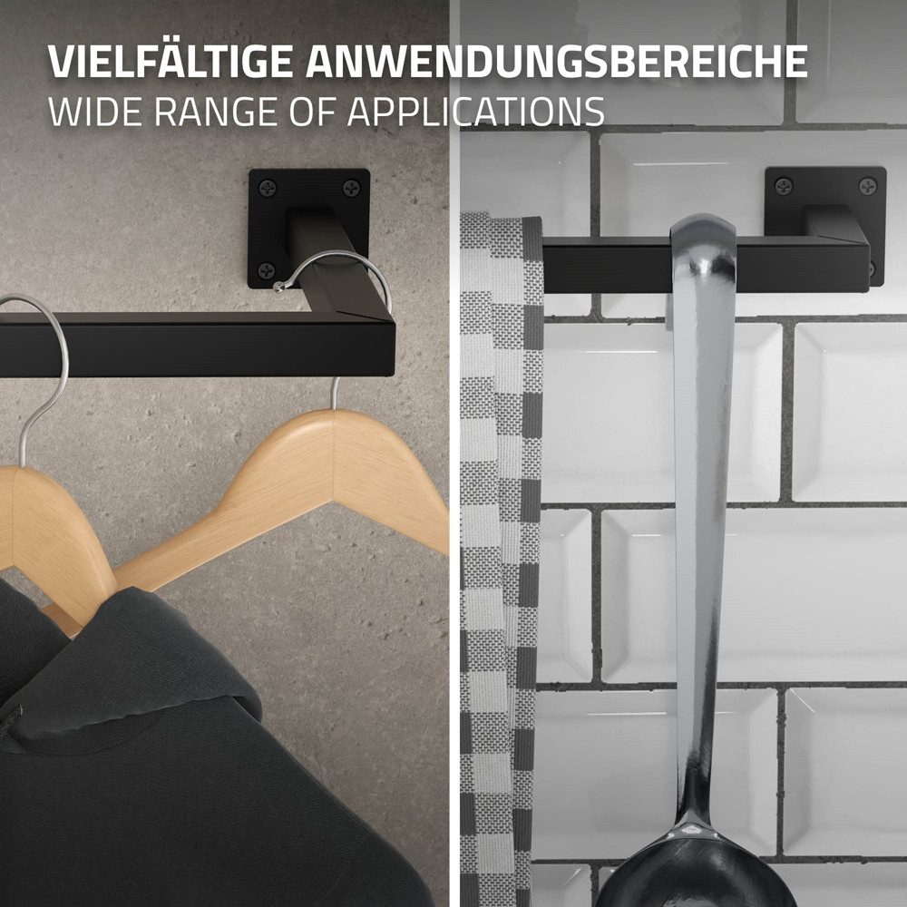 ML-DESIGN Kleiderstange Kleiderständer Übereck für die Wand aus Stahl rostfrei L-Form (2 St), Garderobenstange 60x30cm Schwarz L-Form Kleiderständer Kleidergest – Bild 4 von 5