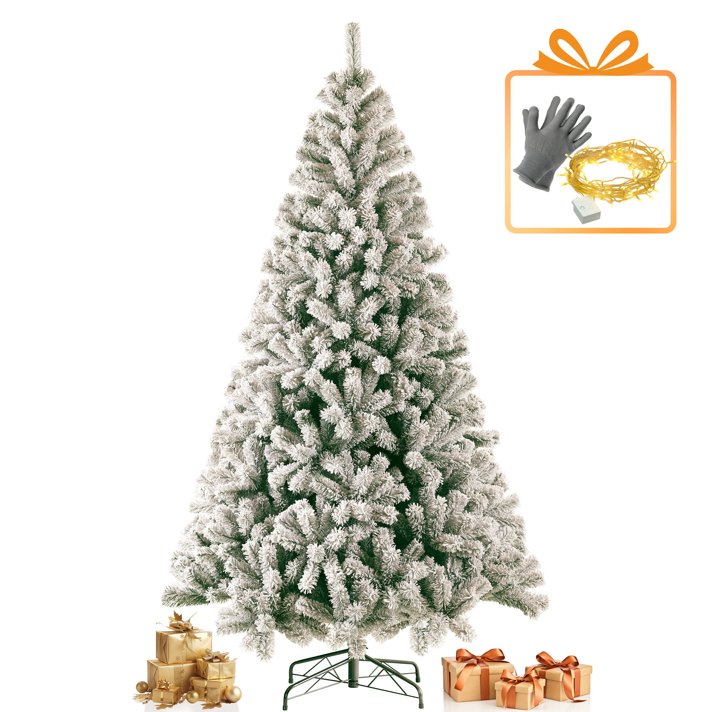 Künstlicher Weihnachtsbaum mit Schnee, Tannenbaum mit Beleuchtung, PVC, 180CM