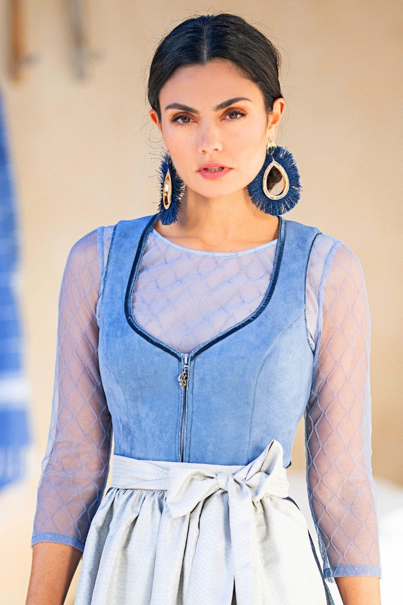 Dirndl Midi Dirndl 2tlg. - HOLLY - taubenblau/silber