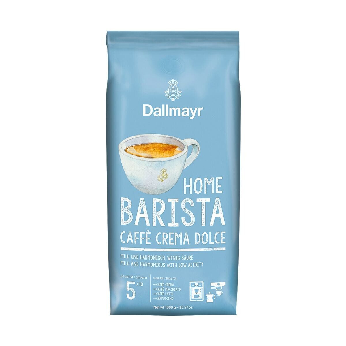 DALLMAYR Kaffee Home Barista Caffè Crema Dolce, 1000 g, ganze Bohnen