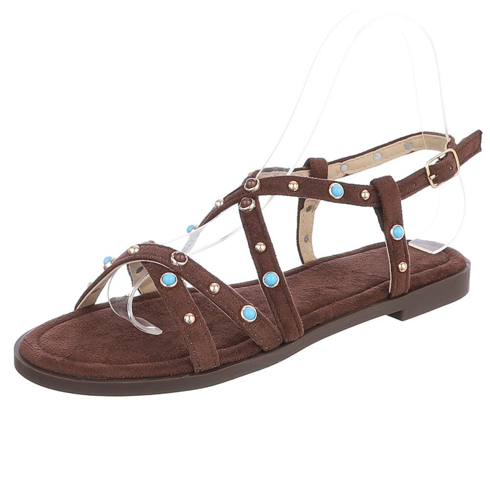 Damen Sandale mit Nieten und Schnalle Riemchensandalette