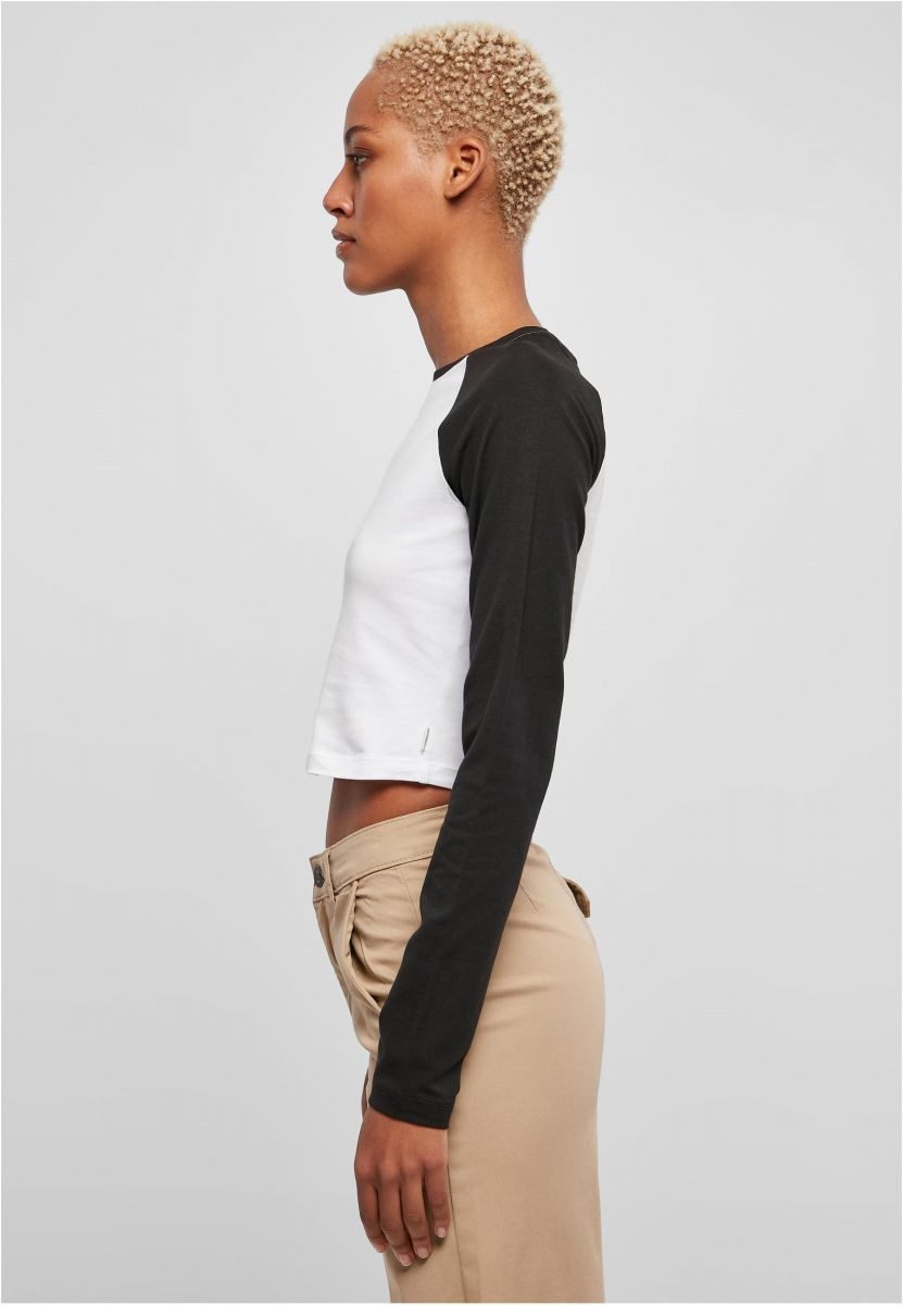 URBAN CLASSICS Longsleeve Ladies Organic Cropped Retro Baseball Longsleeve