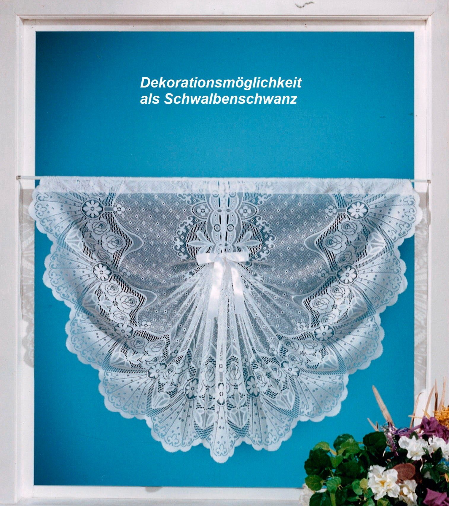 Scheibengardine Naila, Weckbrodt, Stangendurchzug (1 St), halbtransparent,  Jacquard, Bistro,Muschelbogen,Schwalbenschwanz,Jacquard ,Bordüre,floral,Blumen