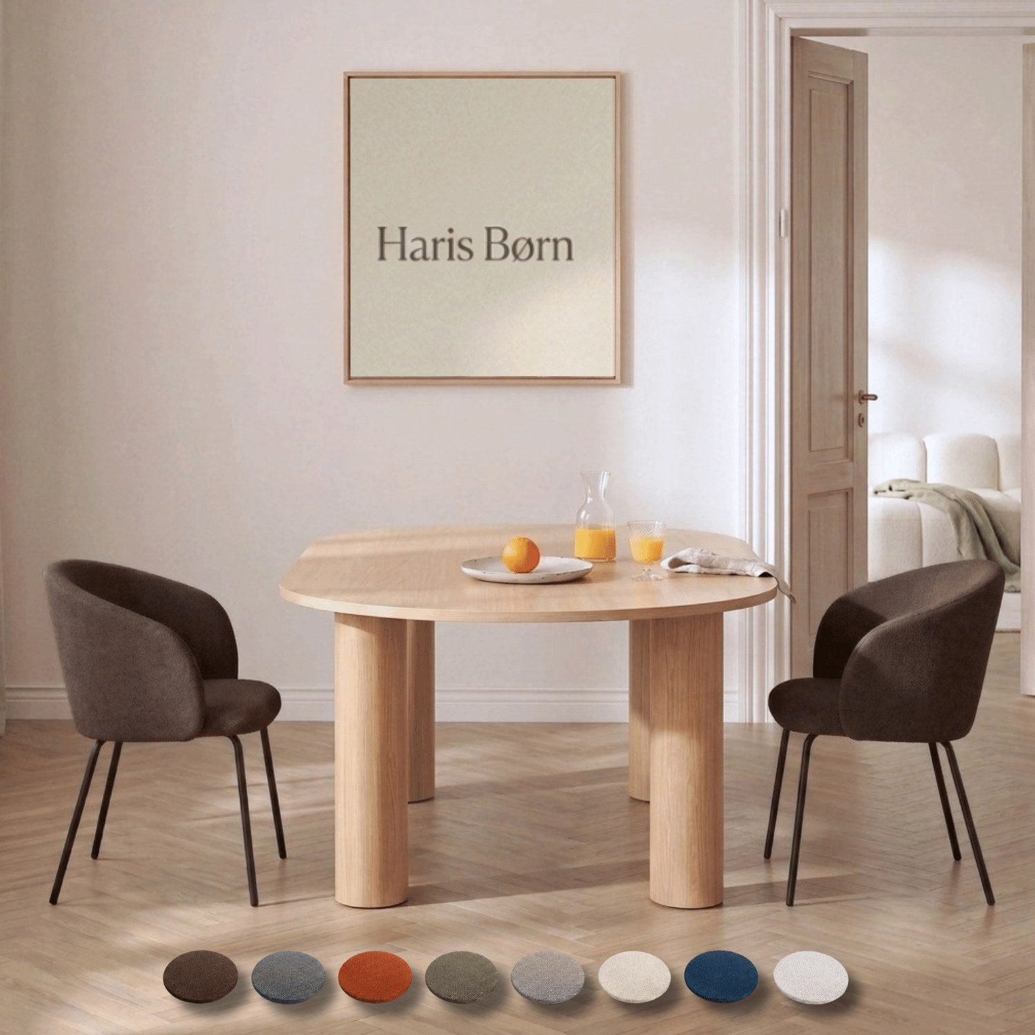 Haris Børn Esszimmerstuhl mit Armlehnen NØR - Hochwertige Polsterstühle für Esszimmer (Set, 2 St), Braun - Premium Esszimmer Stühle & Wohnzimmer Stühle