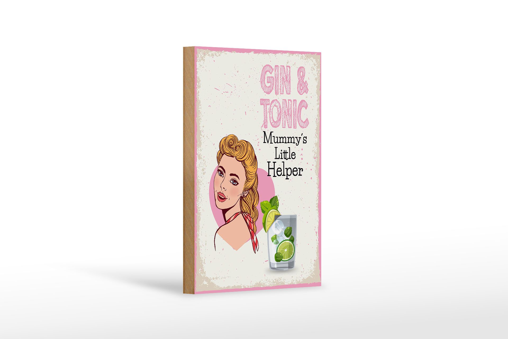 Holzbild Spruch Gin & Tonic Mummy`s little Helper 12x18 cm