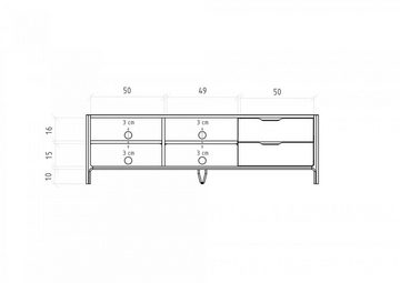 Natur24 Lowboard TV-Board Swig Wildeiche massiv geölt 160x50 mit 2 Schubladen 4 Fächern