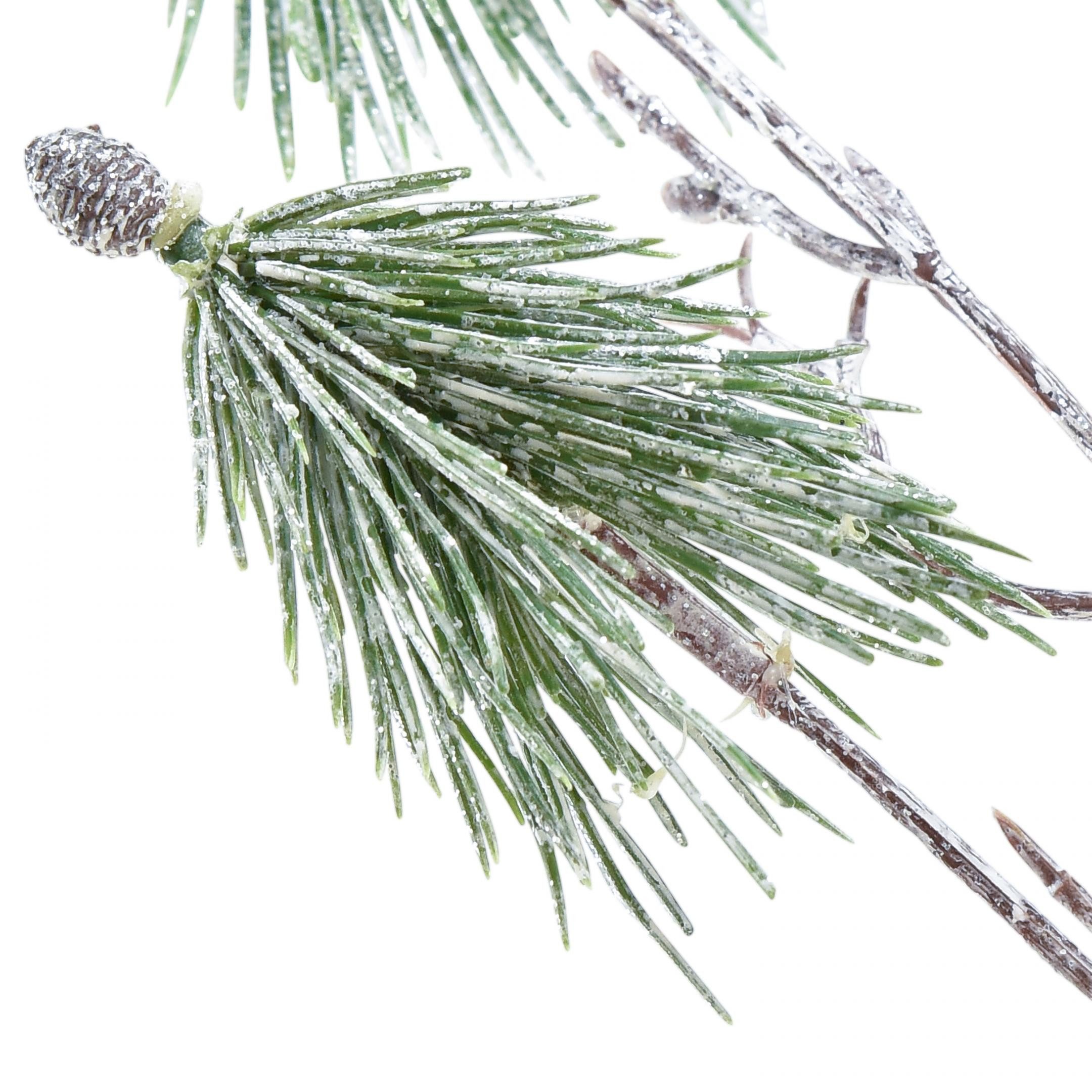 Winterliche Kunstpflanze Künstlicher Bergkieferzweig als Winterdeko mit beschneiten, Florists Products, Höhe 14 cm