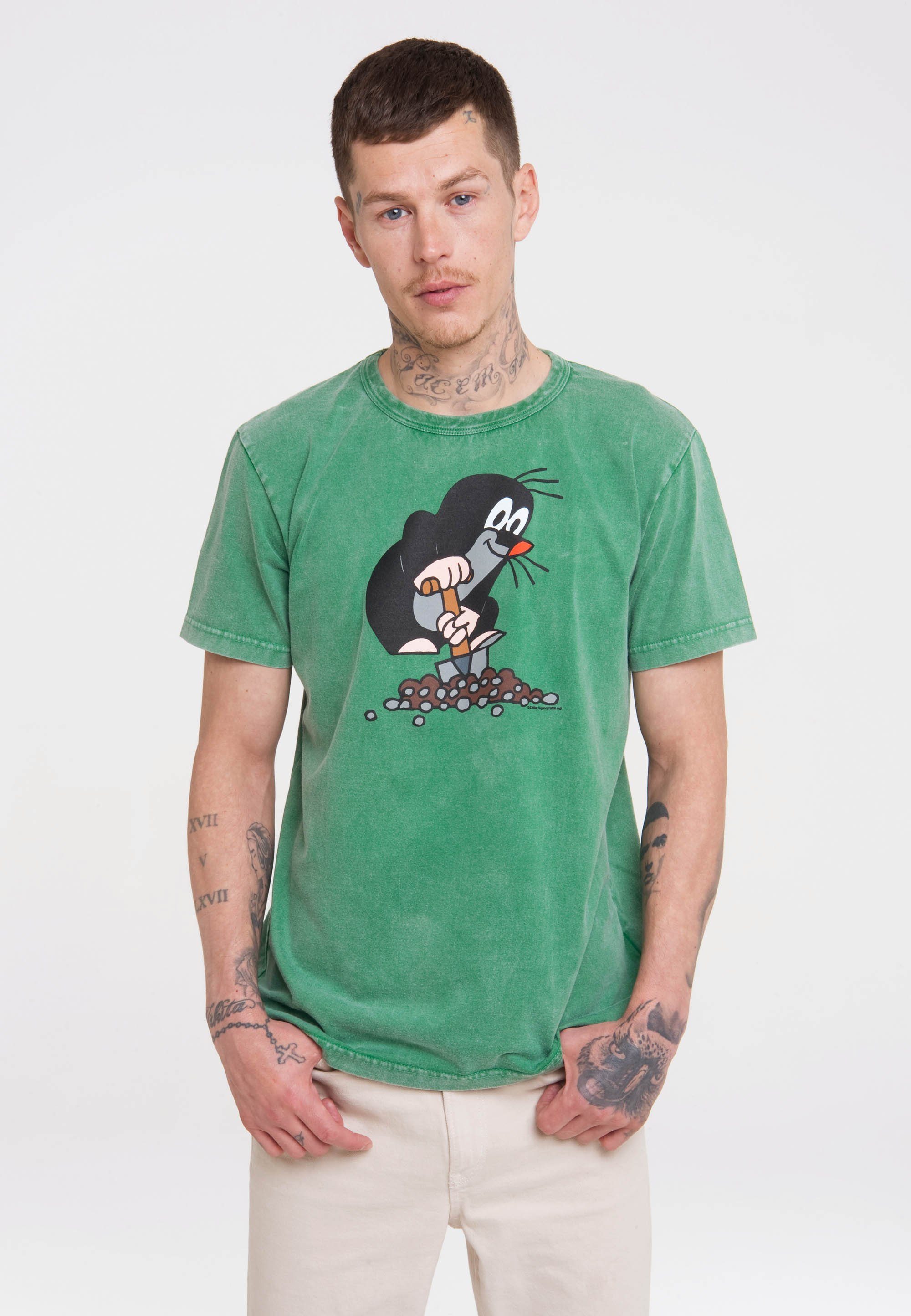 LOGOSHIRT T-Shirt Der In Print, gefertigt mit aus reiner kleine Design authentischem Baumwolle lizenziertem Maulwurf