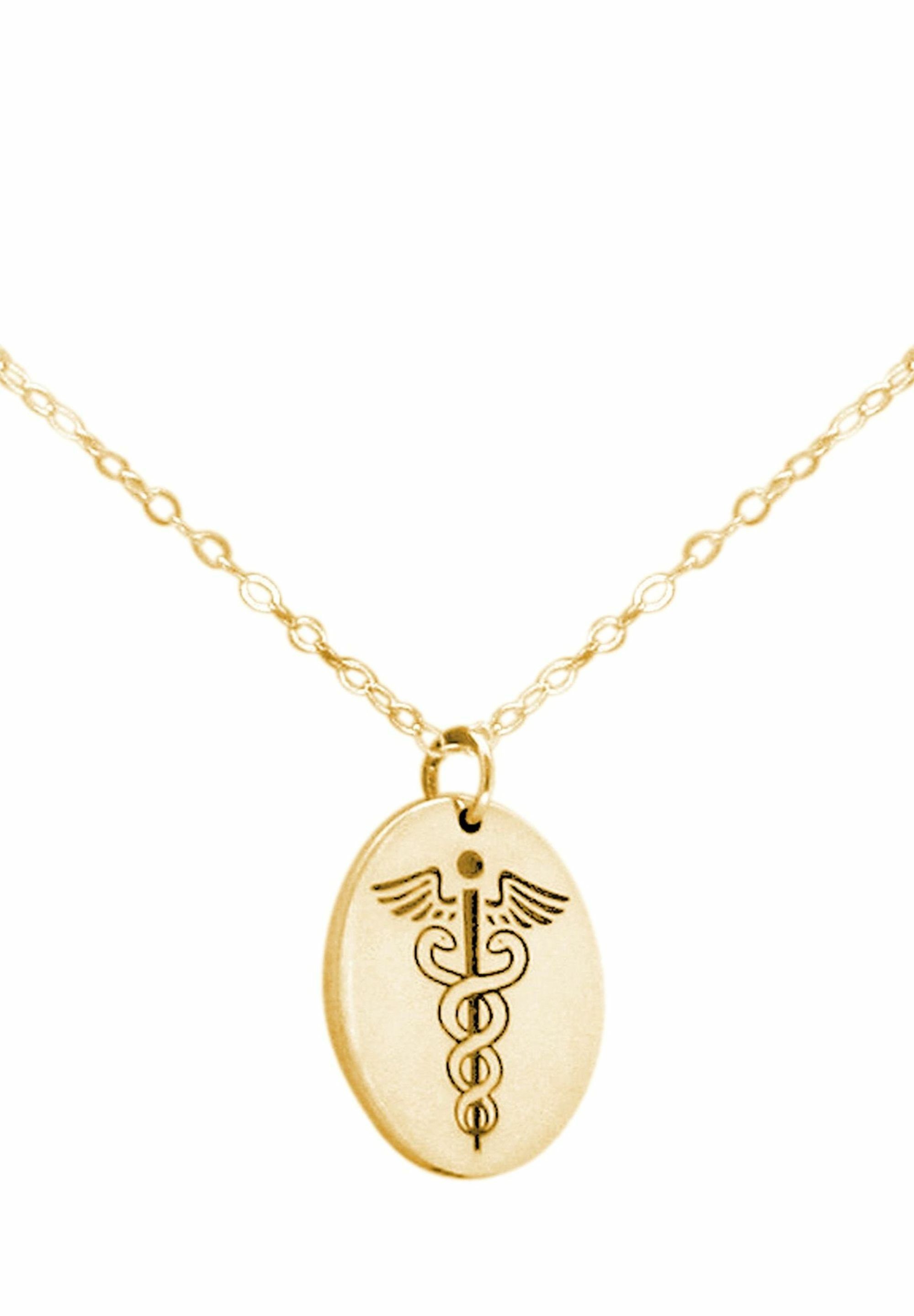 Gemshine Kette gold Caduceus mit coloured Anhänger