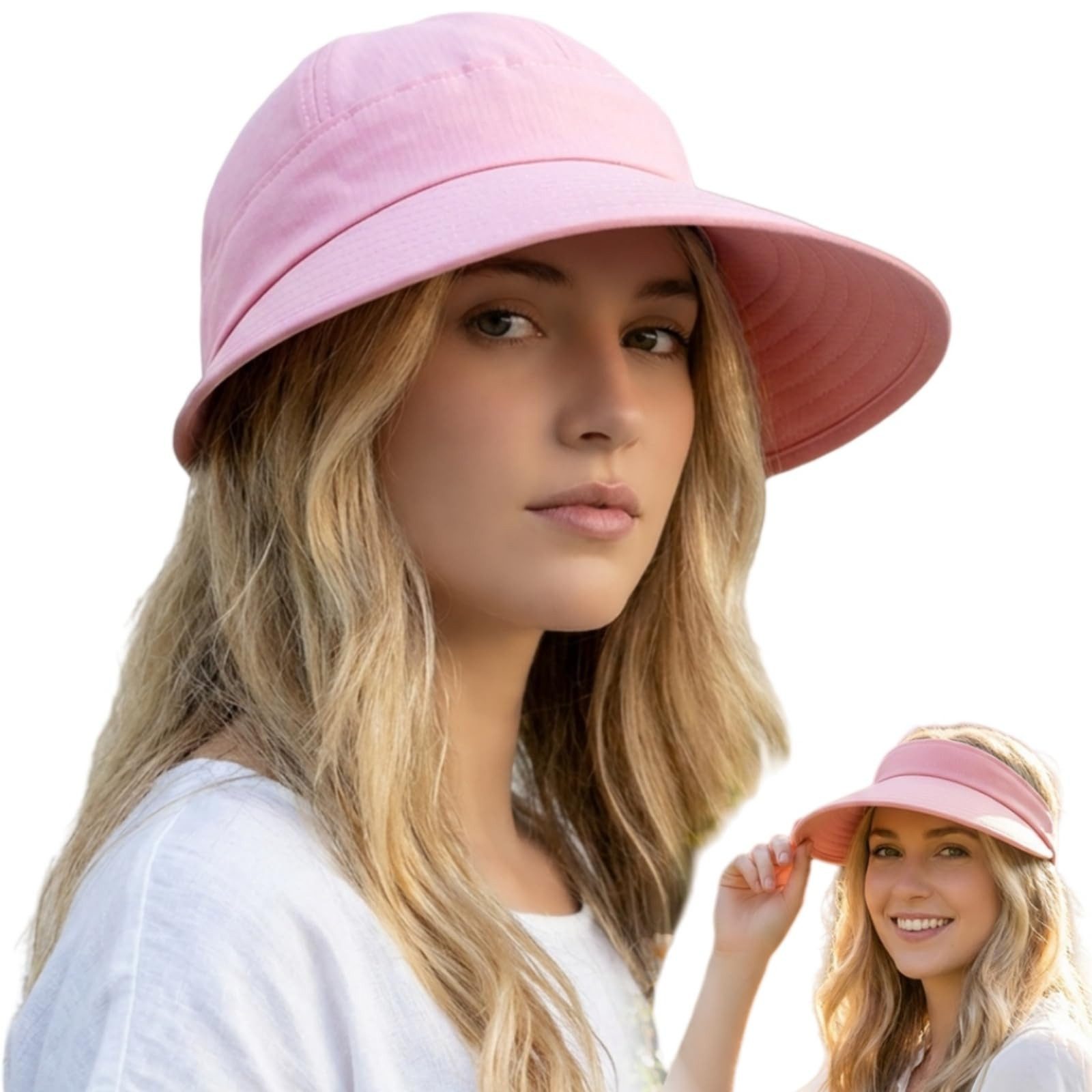 FOUORTUNATE-BEE Sonnenhut Sonnenhut Damen Top Abnehmbarer mit Reißverschluss Verstellbarer (Schirmmütze Damen Sommer Hut, für Outdoor Golf und Strand)
