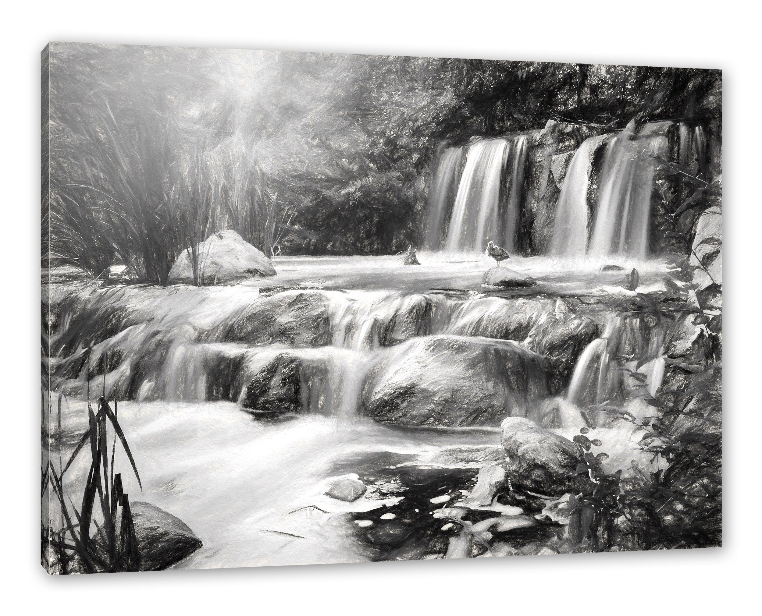 Pixxprint Leinwandbild Wasserfall, Wasserfall (1 St), Leinwandbild fertig bespannt, inkl. Zackenaufhänger
