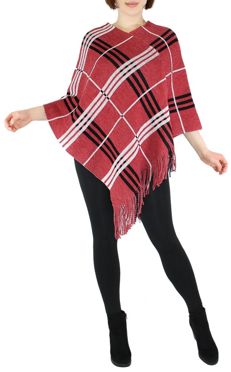 dy_mode Strickponcho Damen Strick Poncho Kariert günstig online kaufen