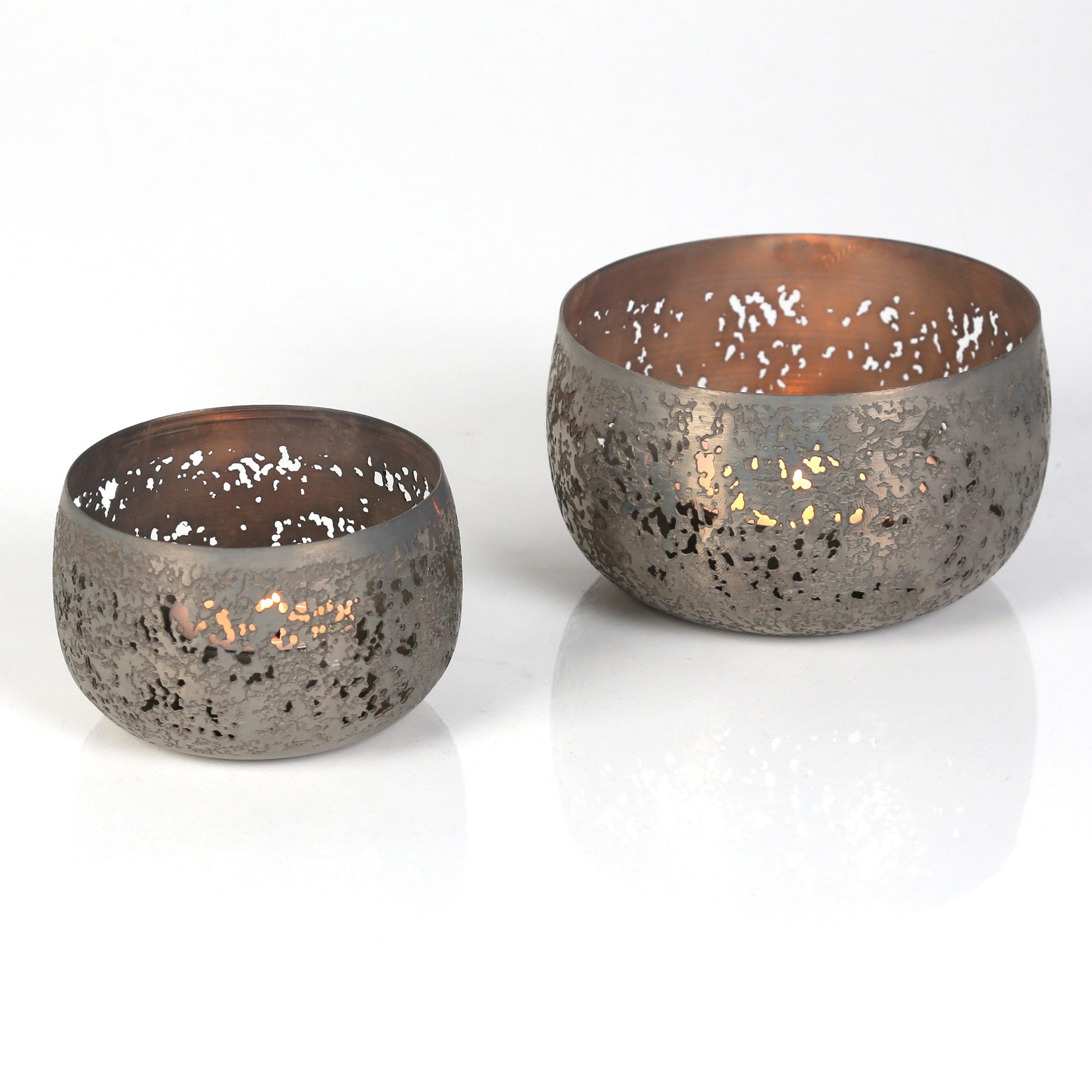 Casa Moro Windlicht 2er Set Teelichthalter Bronze Look Kerzenhalter (einzigartige Wohn Tisch Deko in Antik Look), für Teelicht Ostern Muttertag Dekoration Geschenk-Idee Massimo 70809-2